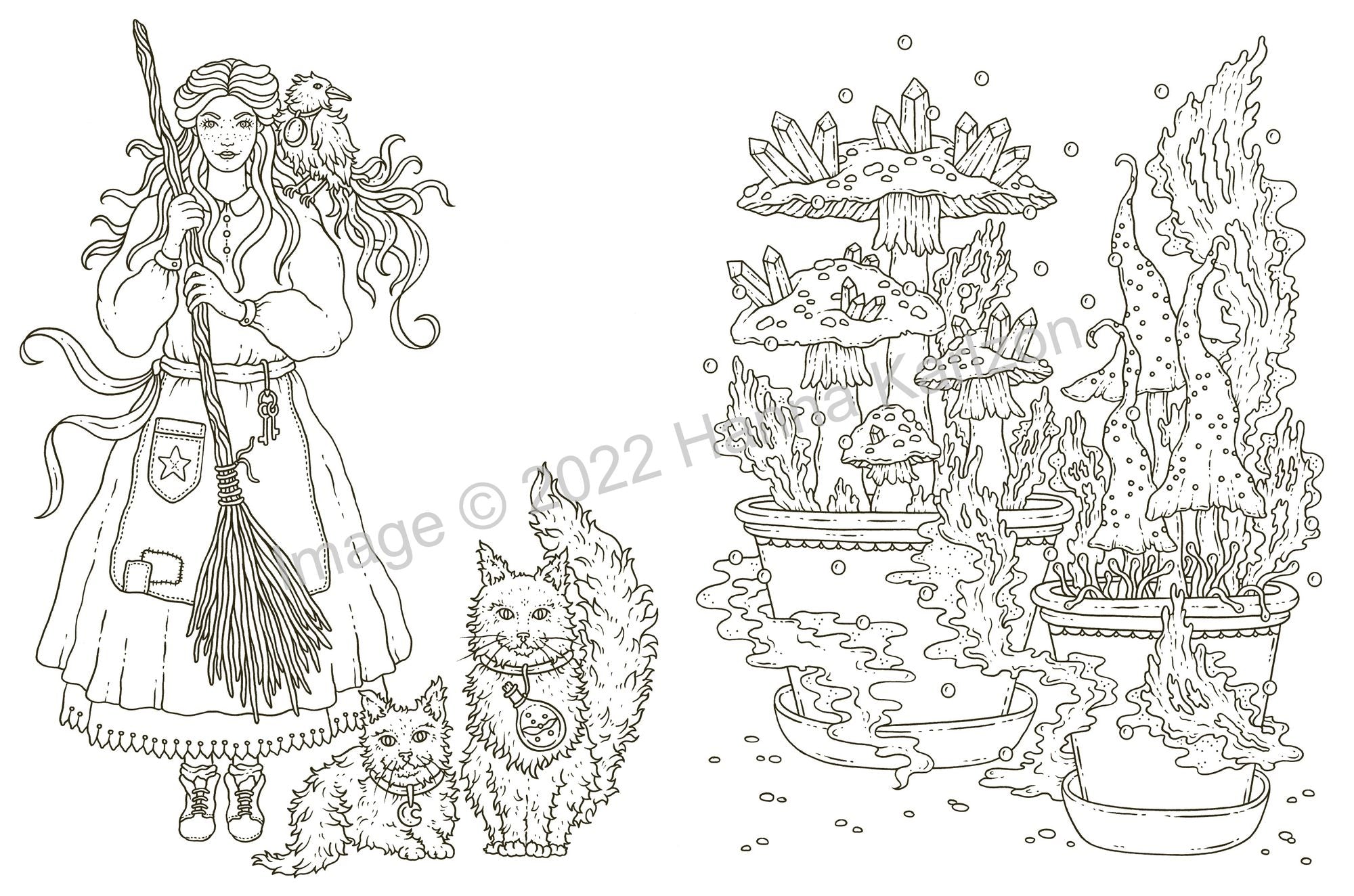Tales from the Witch's Cottage: Hardcover adult coloring book featuring thick, high-quality paper