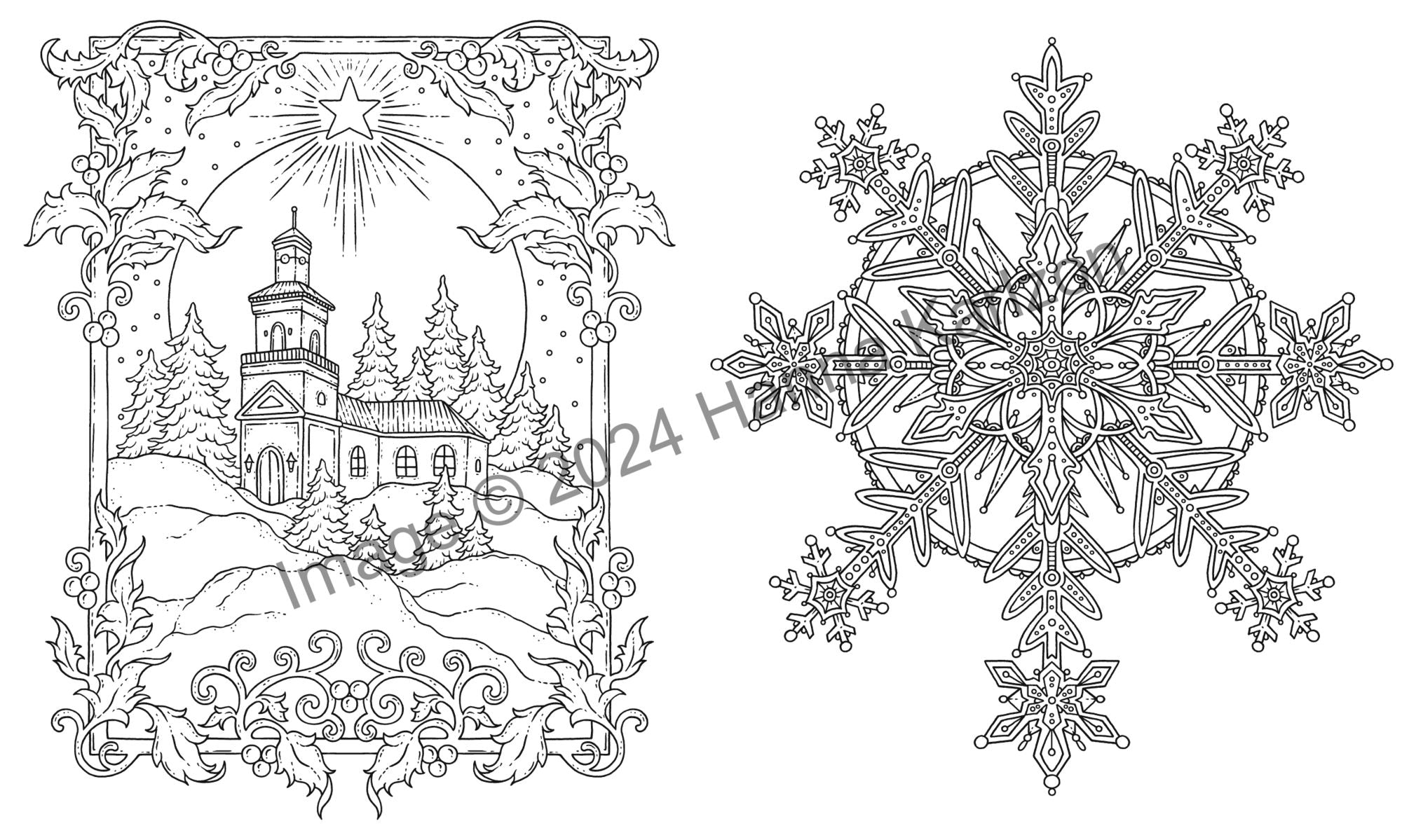 Merry Christmas Coloring Book: Hardcover adult coloring book featuring thick, high-quality paper
