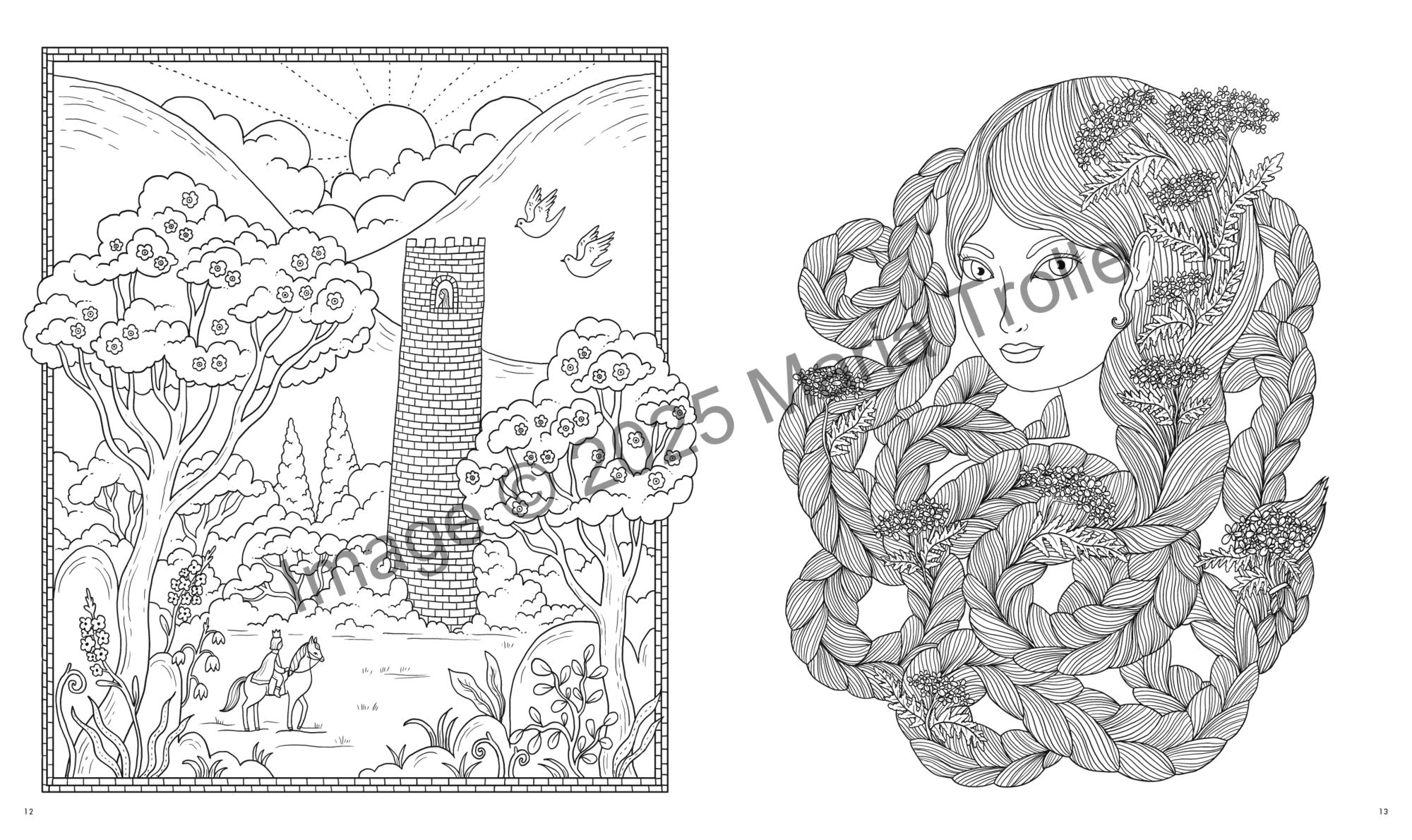 Fairytale Worlds: Hardcover adult coloring book featuring thick, high-quality paper
