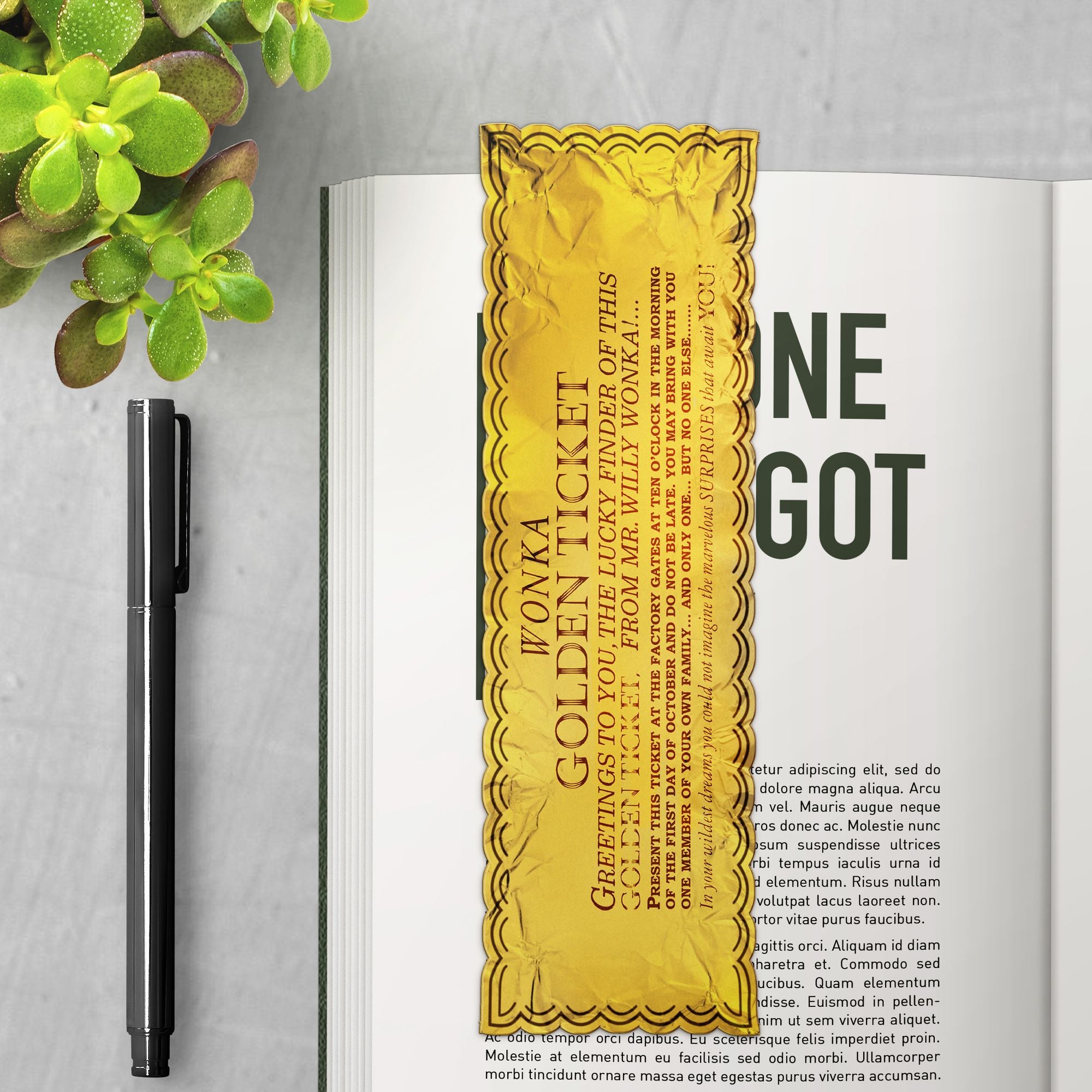 Willy Wonka Golden Ticket Bookmark