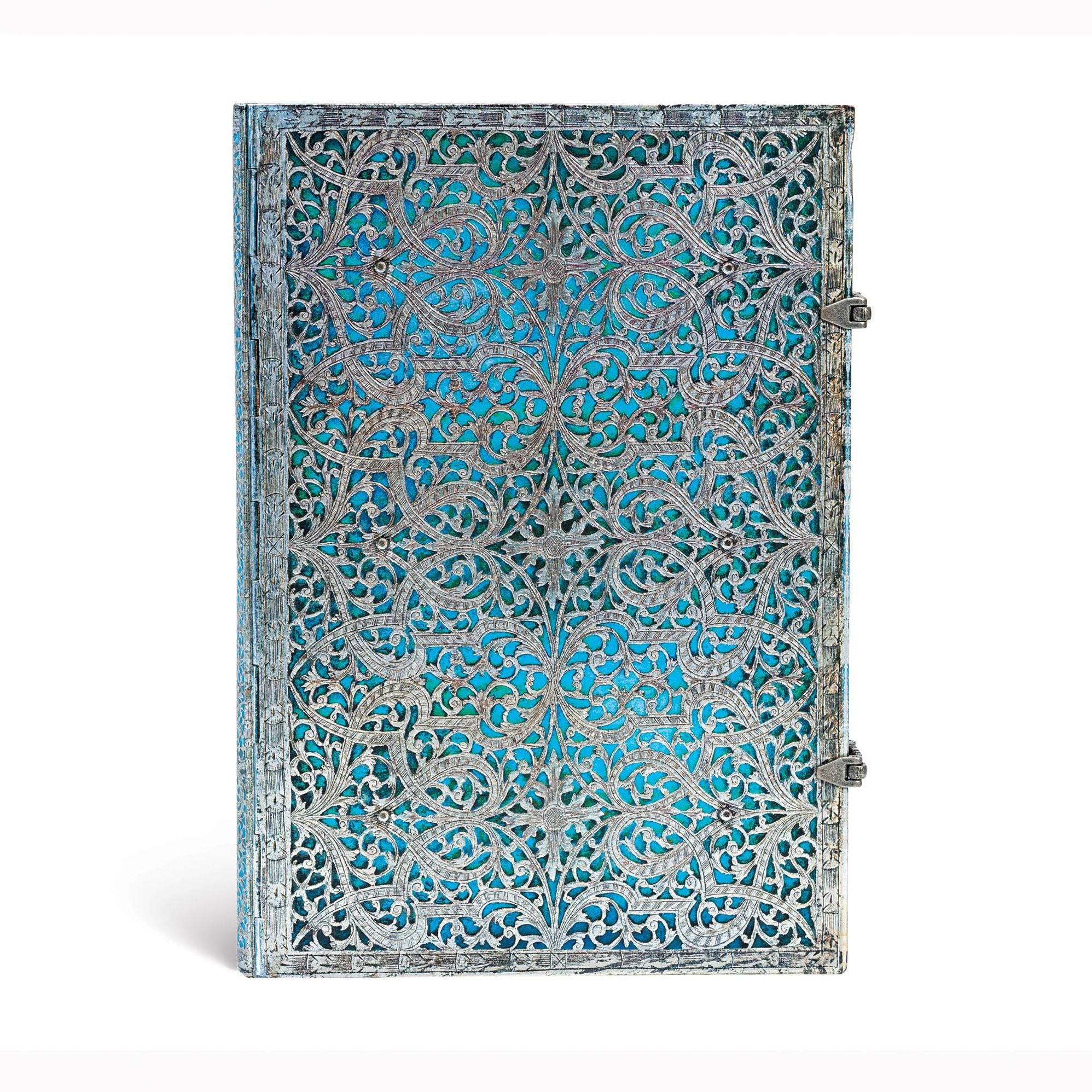 Maya Blue Grande Unlined Hardcover Journal, 240pg, 120gsm by Paperblanks (Silver Filigree Collection)
