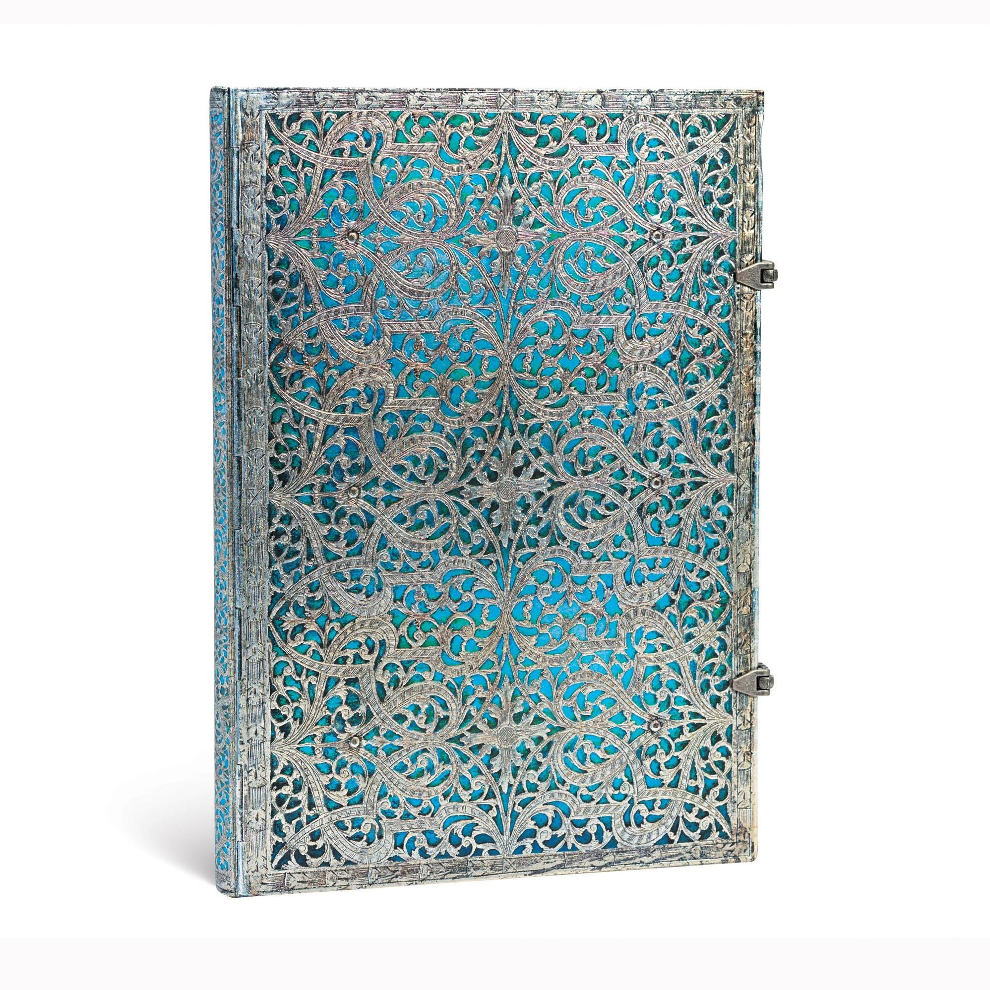 Maya Blue Grande Unlined Hardcover Journal, 240pg, 120gsm by Paperblanks (Silver Filigree Collection)