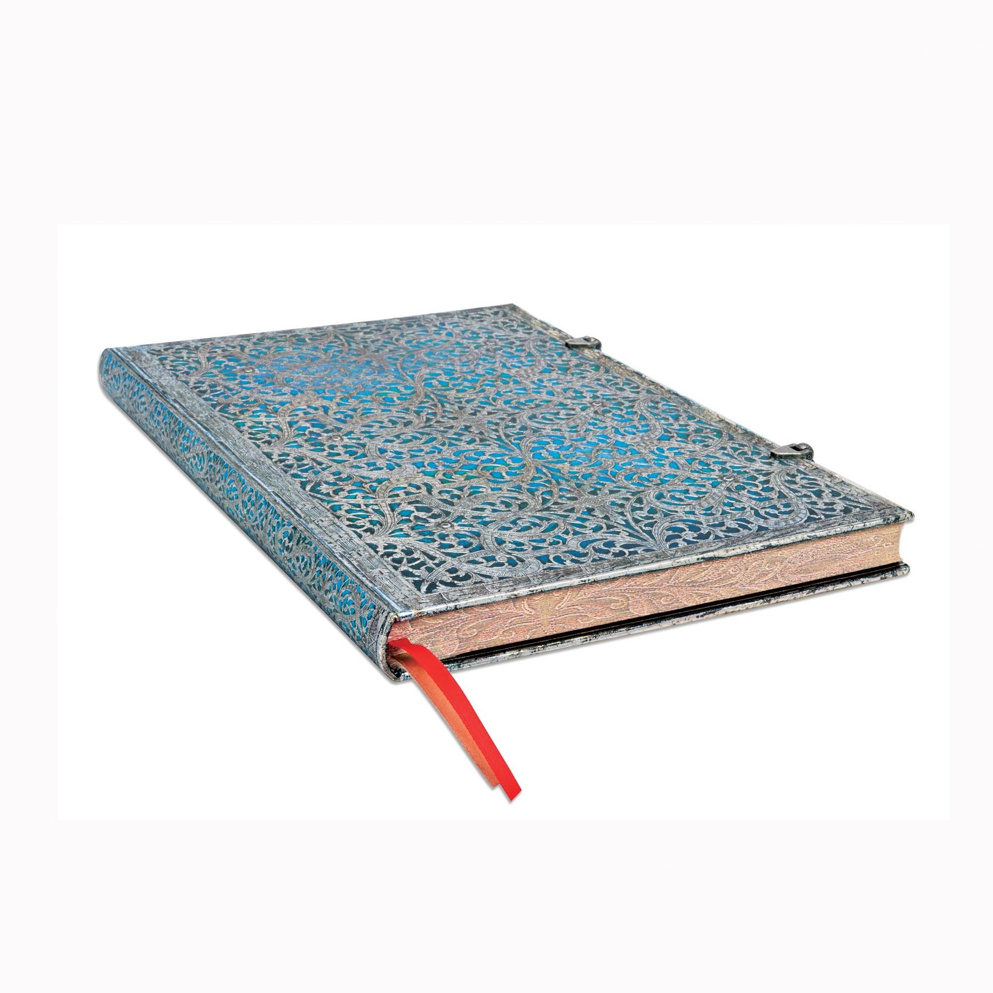 Maya Blue Grande Unlined Hardcover Journal, 240pg, 120gsm by Paperblanks (Silver Filigree Collection)