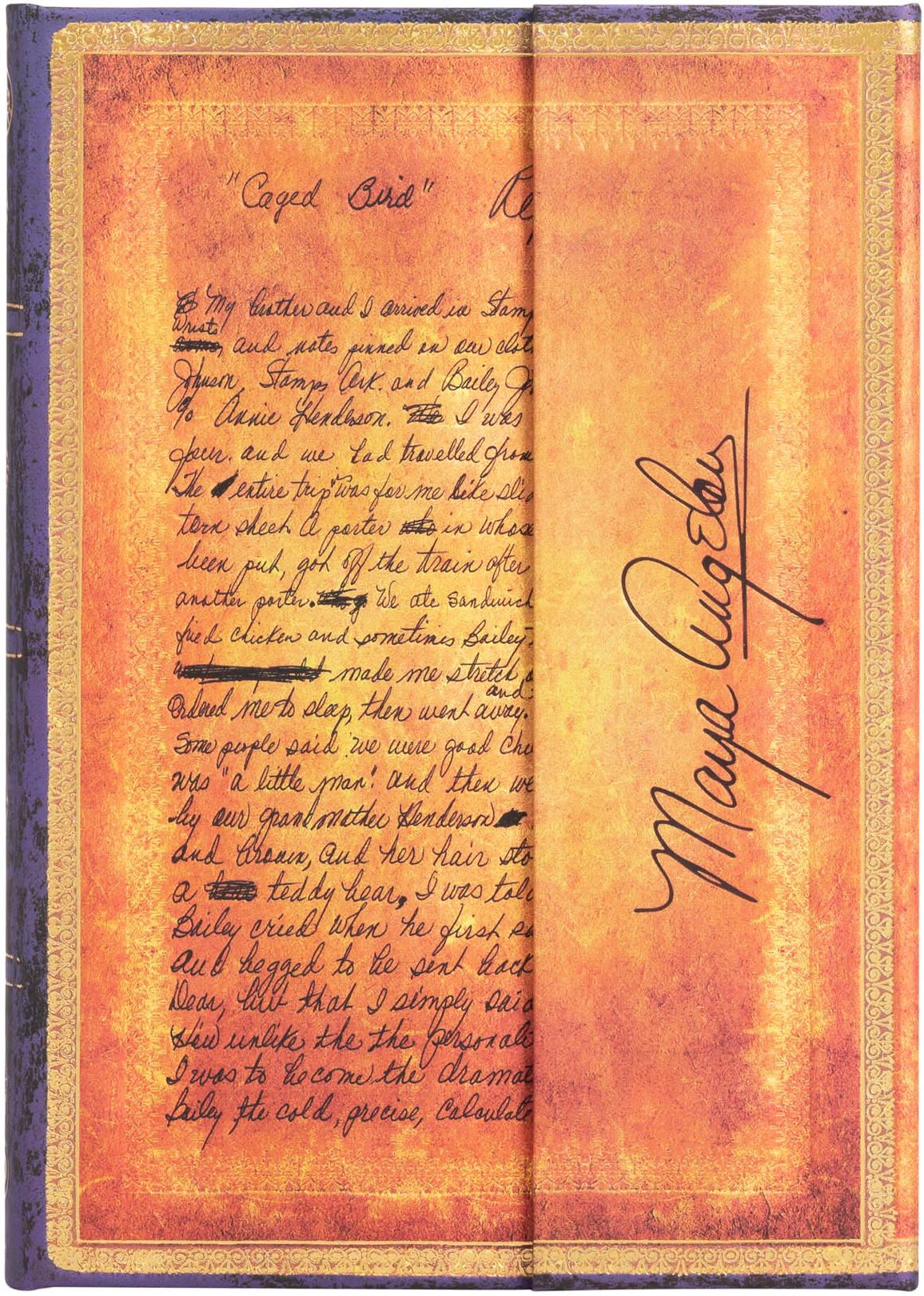 Paperblanks Angelou, I Know Why the Caged Bird Sings Embellished Manuscripts Collection Hardcover Midi Lined Wrap Closure 144 Pg 120GSM