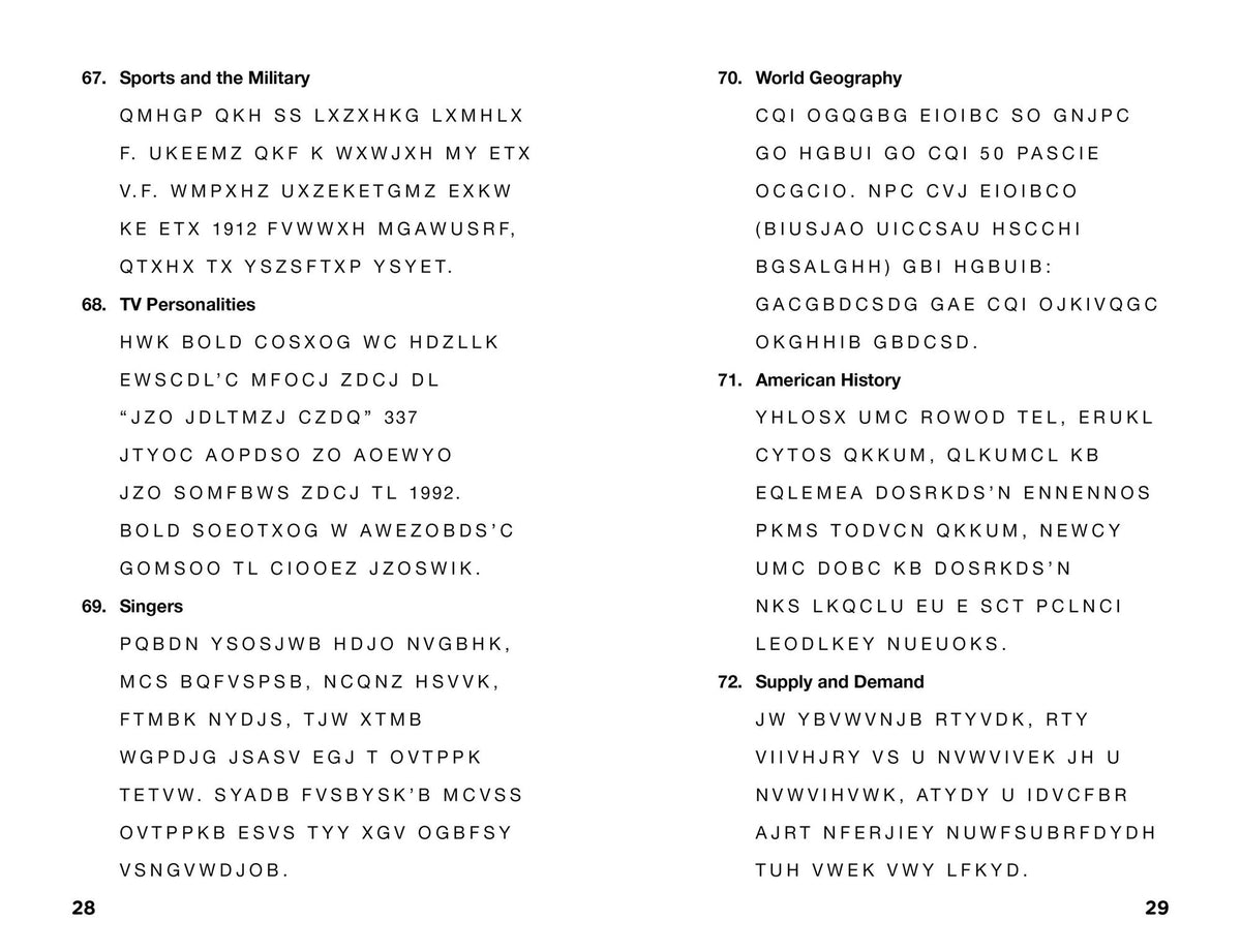 Trivia Cryptograms: When the Code Is Cracked, It Reveals a Fact