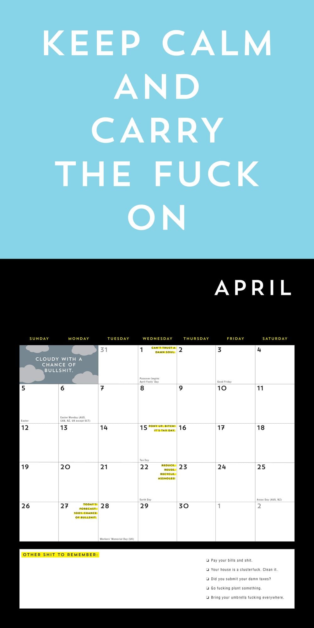 2026 F*cking Wall Calendar
