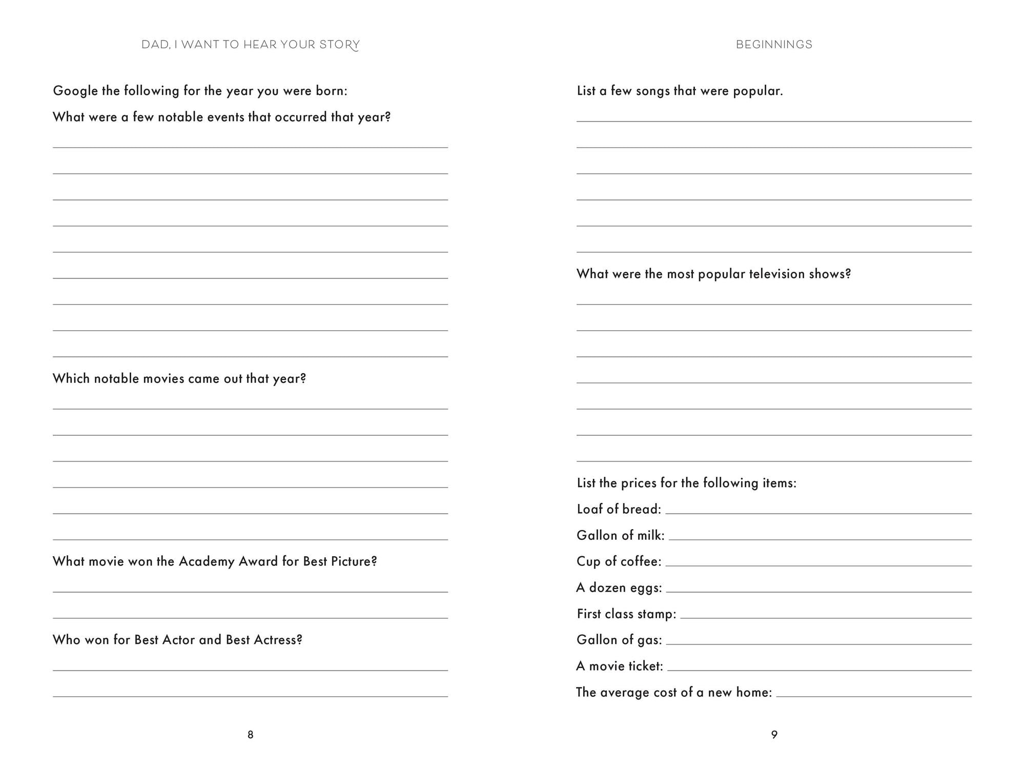 Dad, I Want to Hear Your Story (Expanded Edition): A Father's Guided Journal to Share His Life & His Love