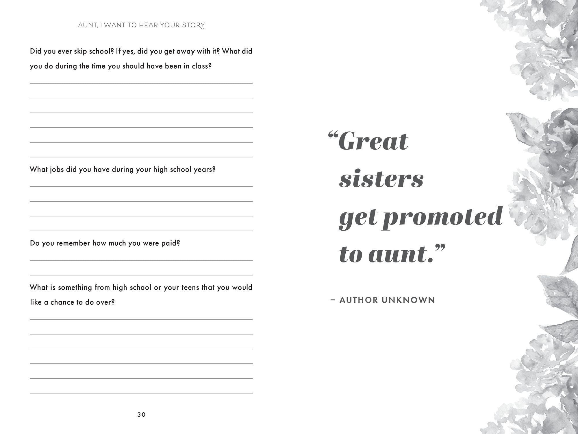 Aunt, I Want to Hear Your Story: An Aunt's Guided Journal to Share Her Life & Her Love