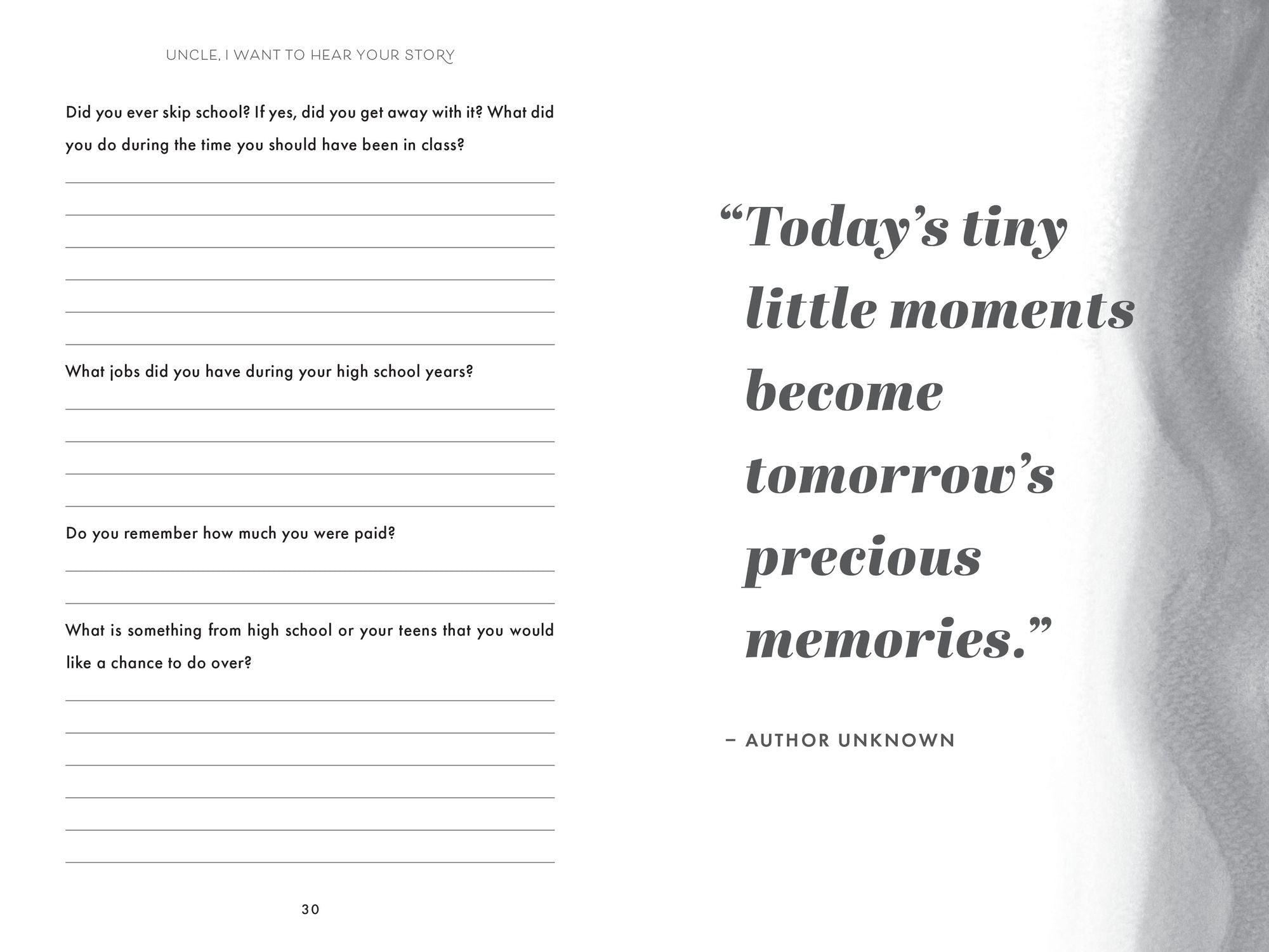 Uncle, I Want to Hear Your Story: An Uncle's Guided Journal to Share His Life & His Love
