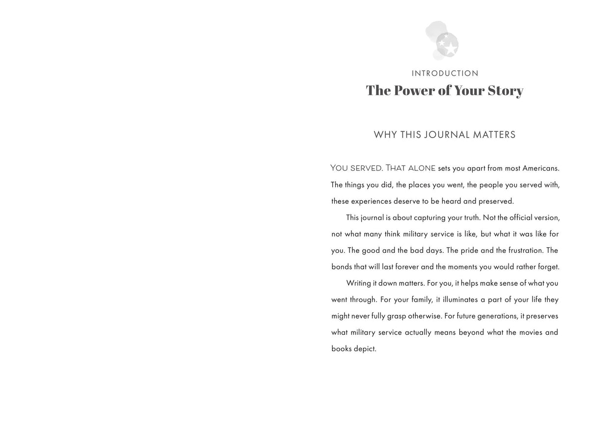 Veteran, I Want to Hear Your Story: A Veteran's Guided Journal to Document Their Military Service