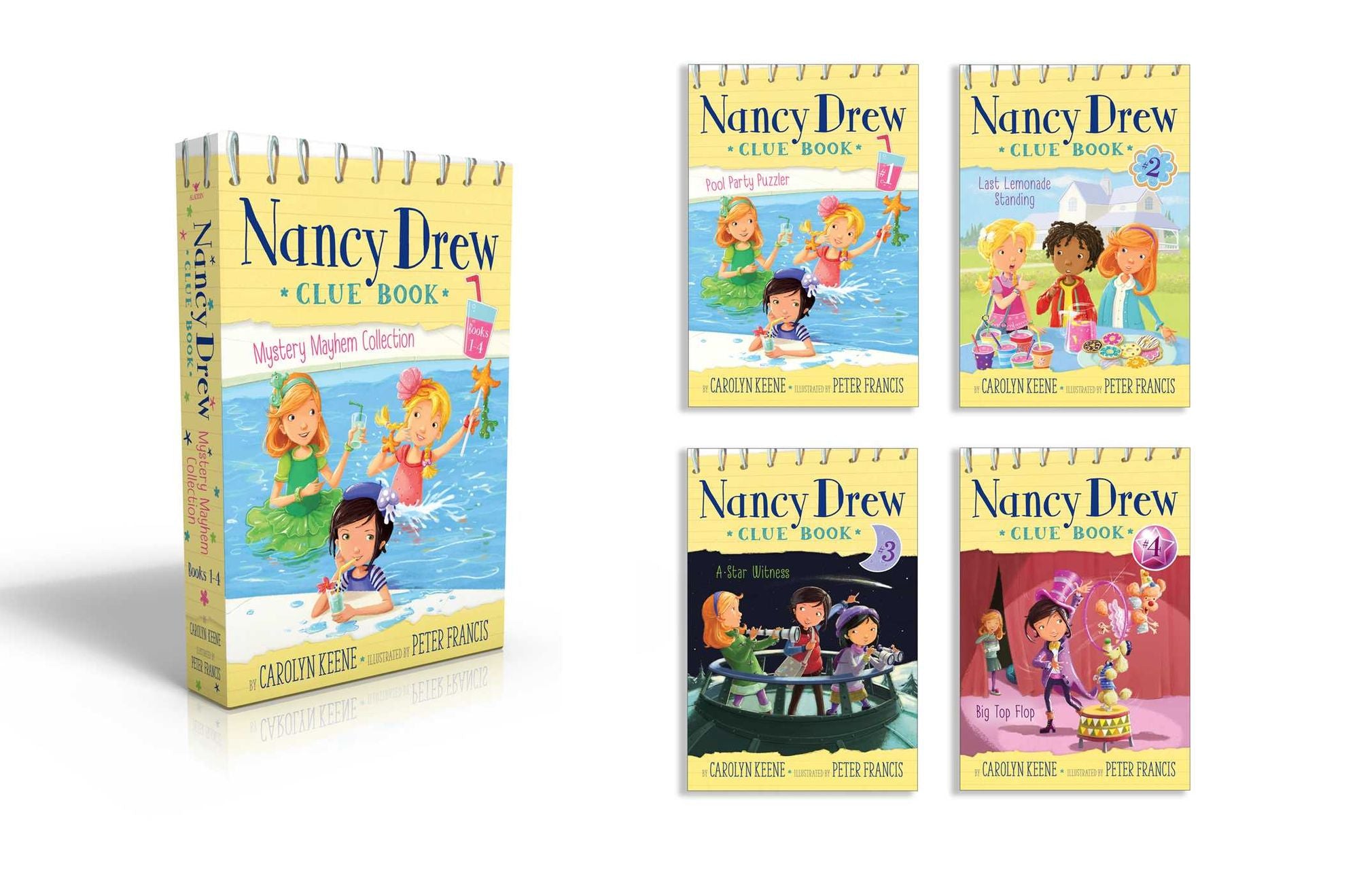 Nancy Drew Clue Book Mystery Mayhem Collection Books 1-4 (Boxed Set): Pool Party Puzzler; Last Lemonade Standing; A Star Witness; Big Top Flop