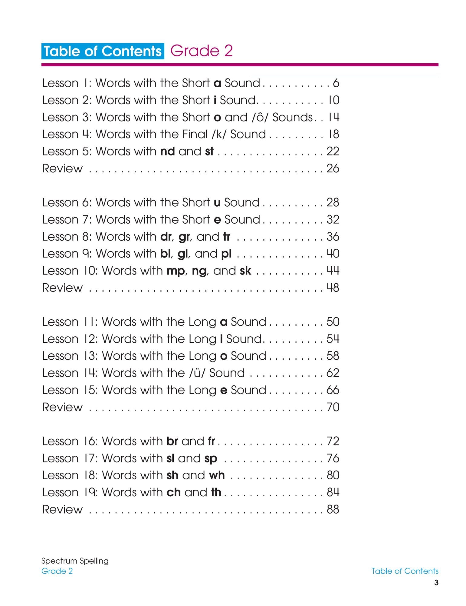 Spectrum Spelling, Grade 2