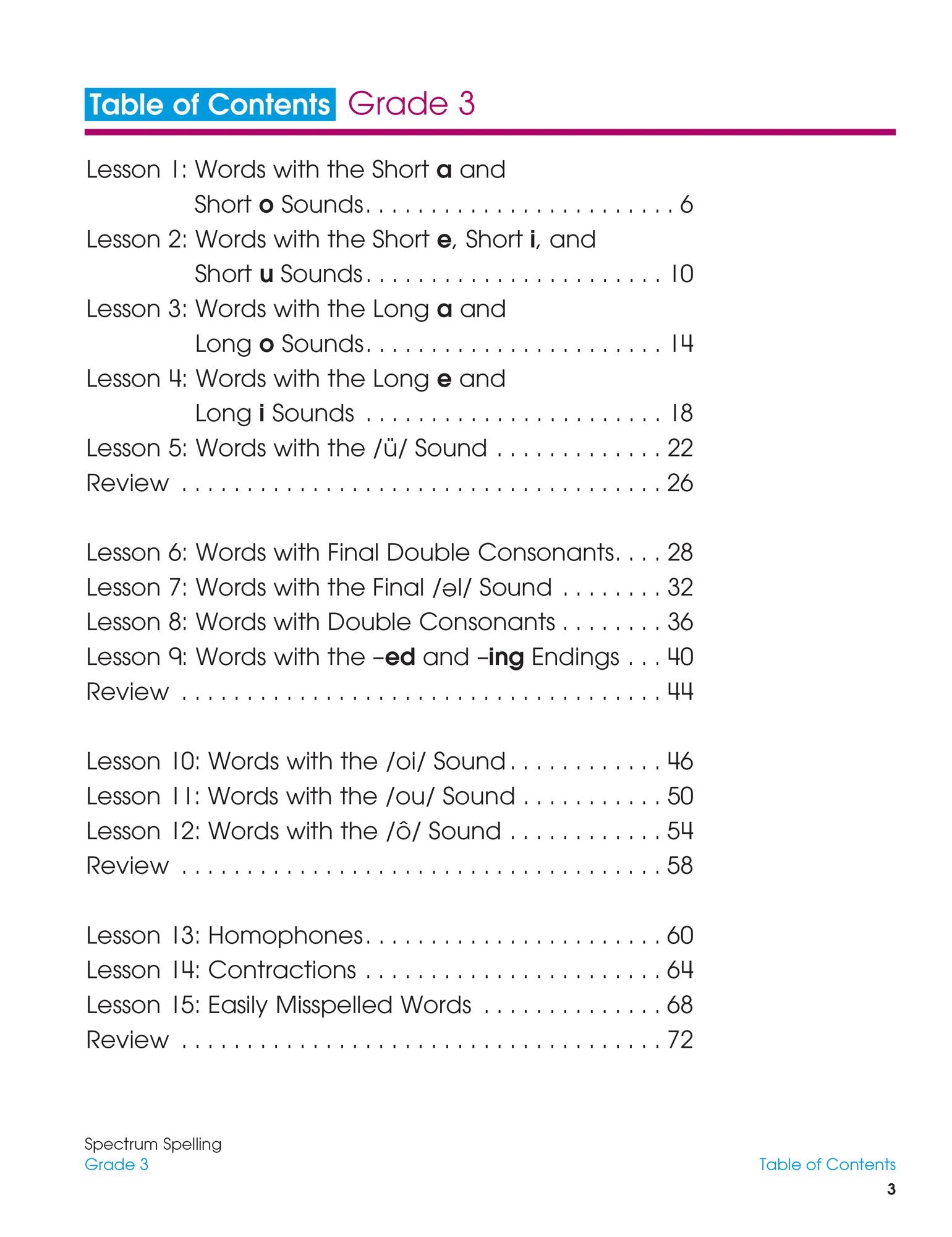 Spectrum Spelling, Grade 3