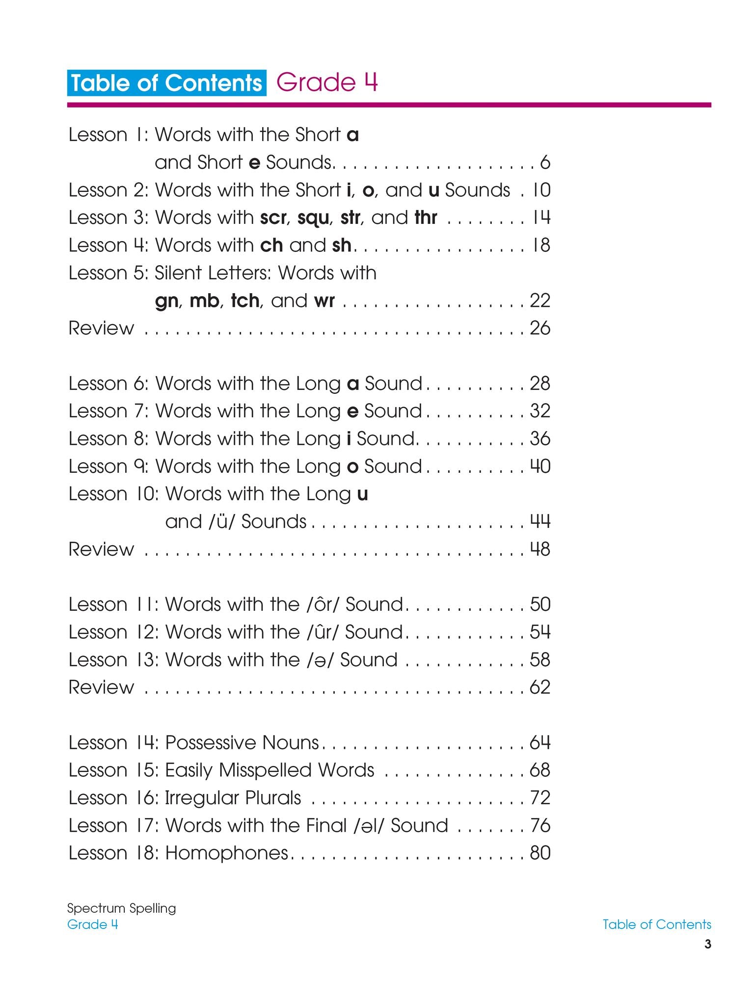 Spectrum Spelling, Grade 4