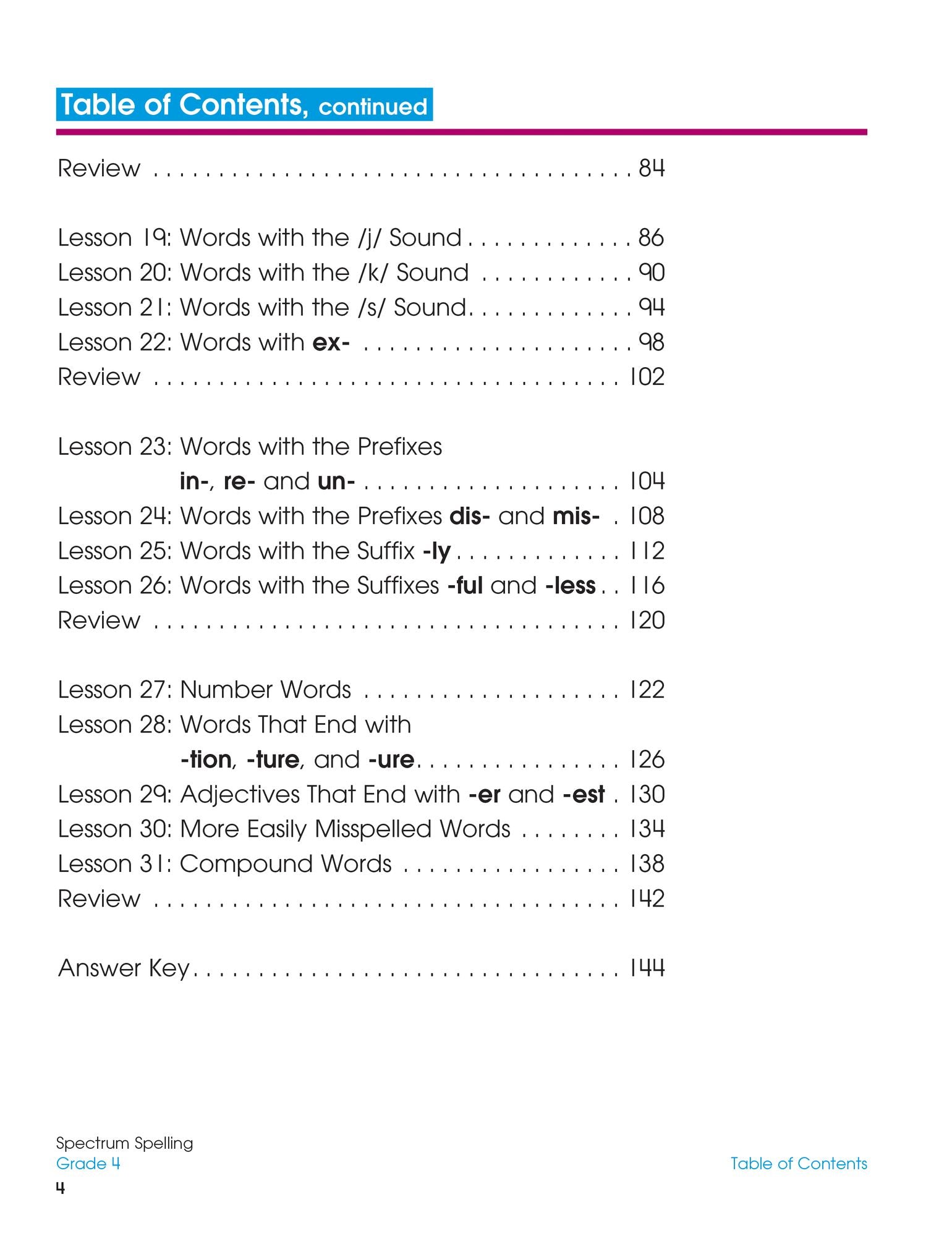 Spectrum Spelling, Grade 4