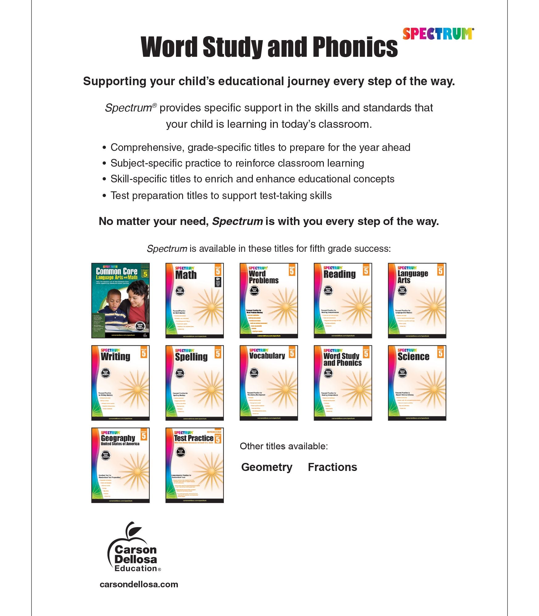 Spectrum Word Study and Phonics, Grade 5