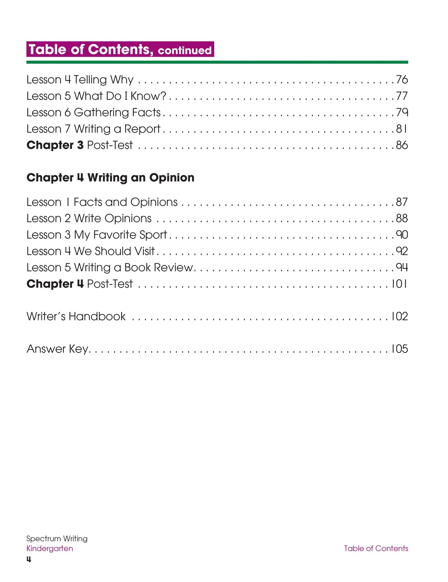 Spectrum Writing, Grade K
