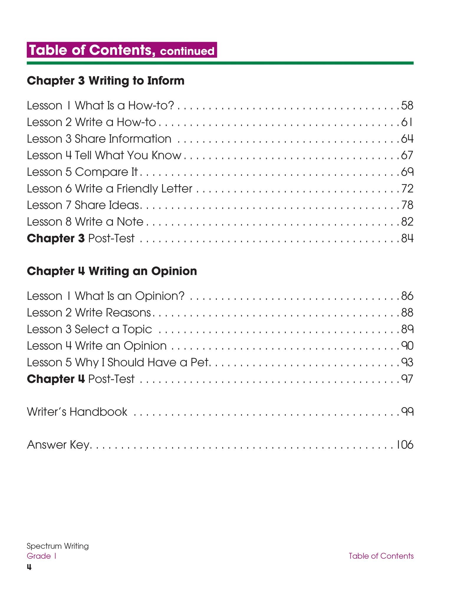 Spectrum Writing, Grade 1