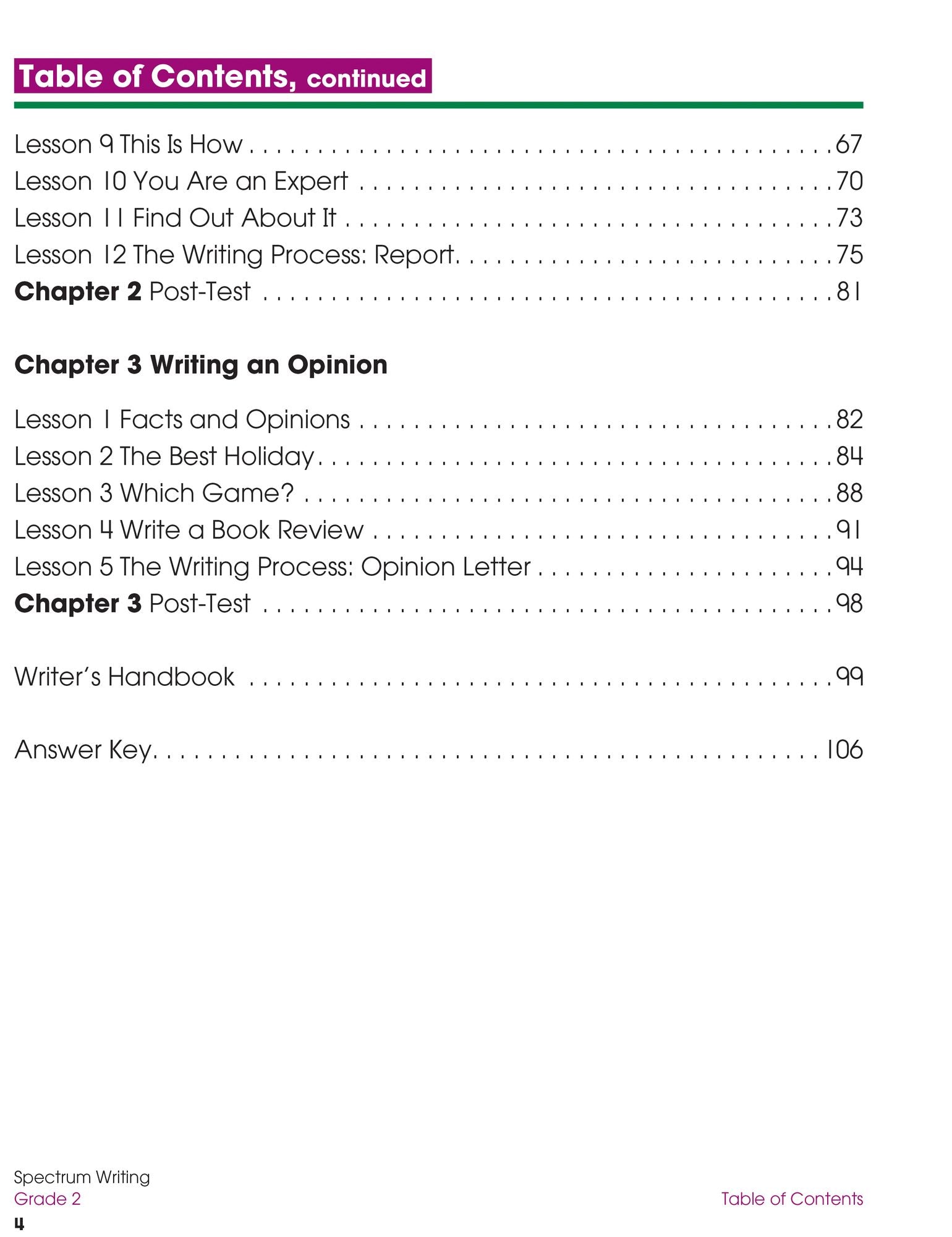 Spectrum Writing, Grade 2