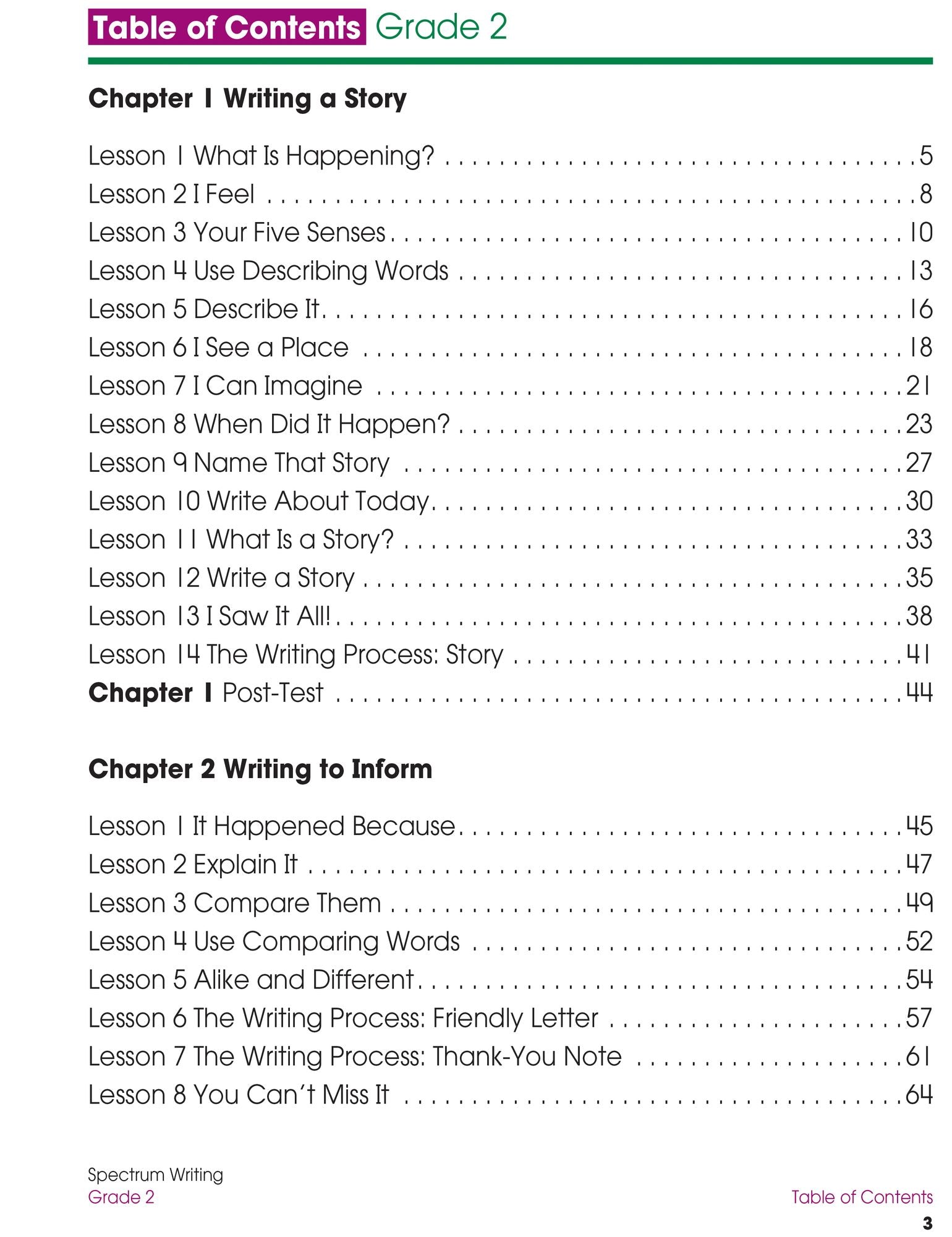 Spectrum Writing, Grade 2