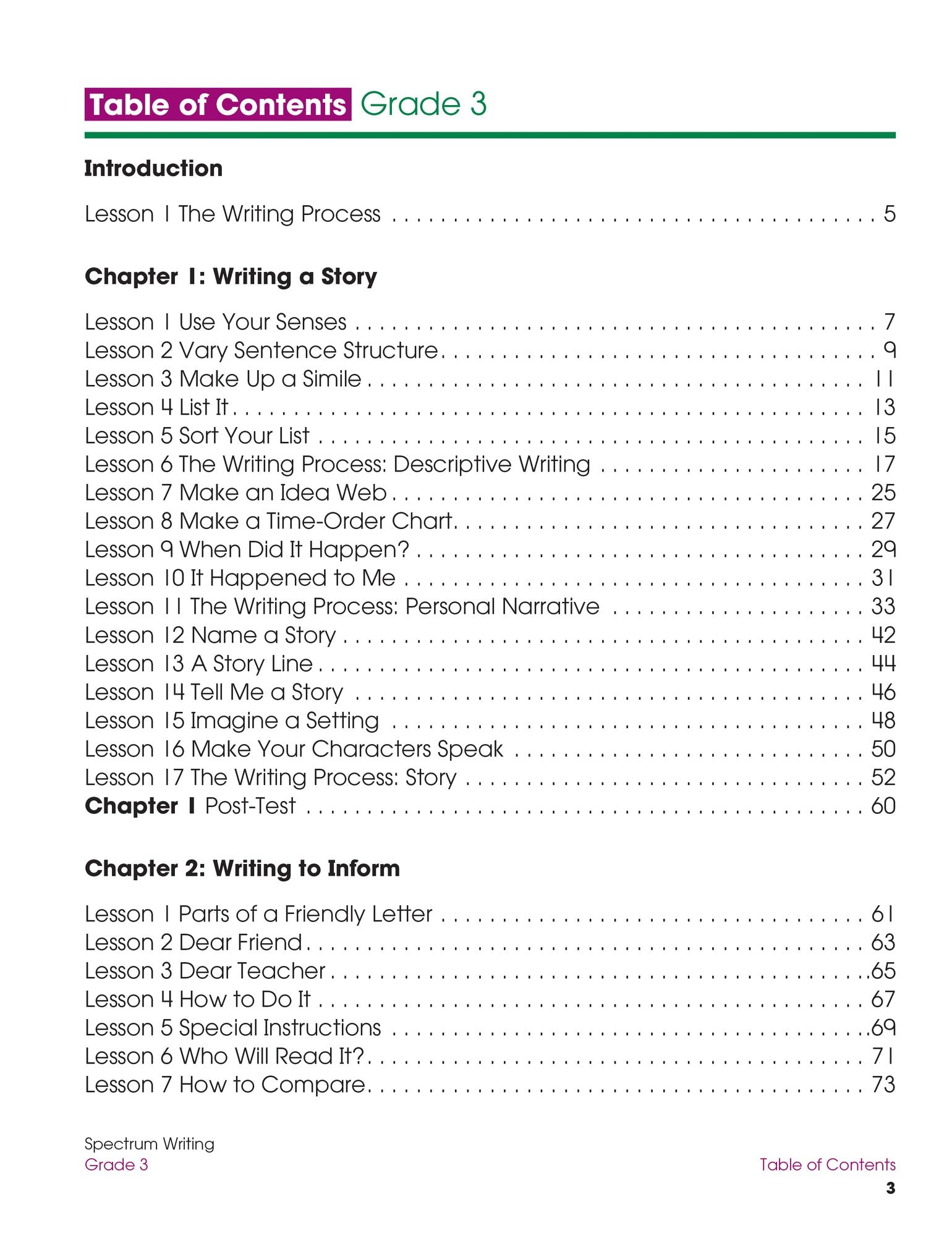 Spectrum Writing, Grade 3