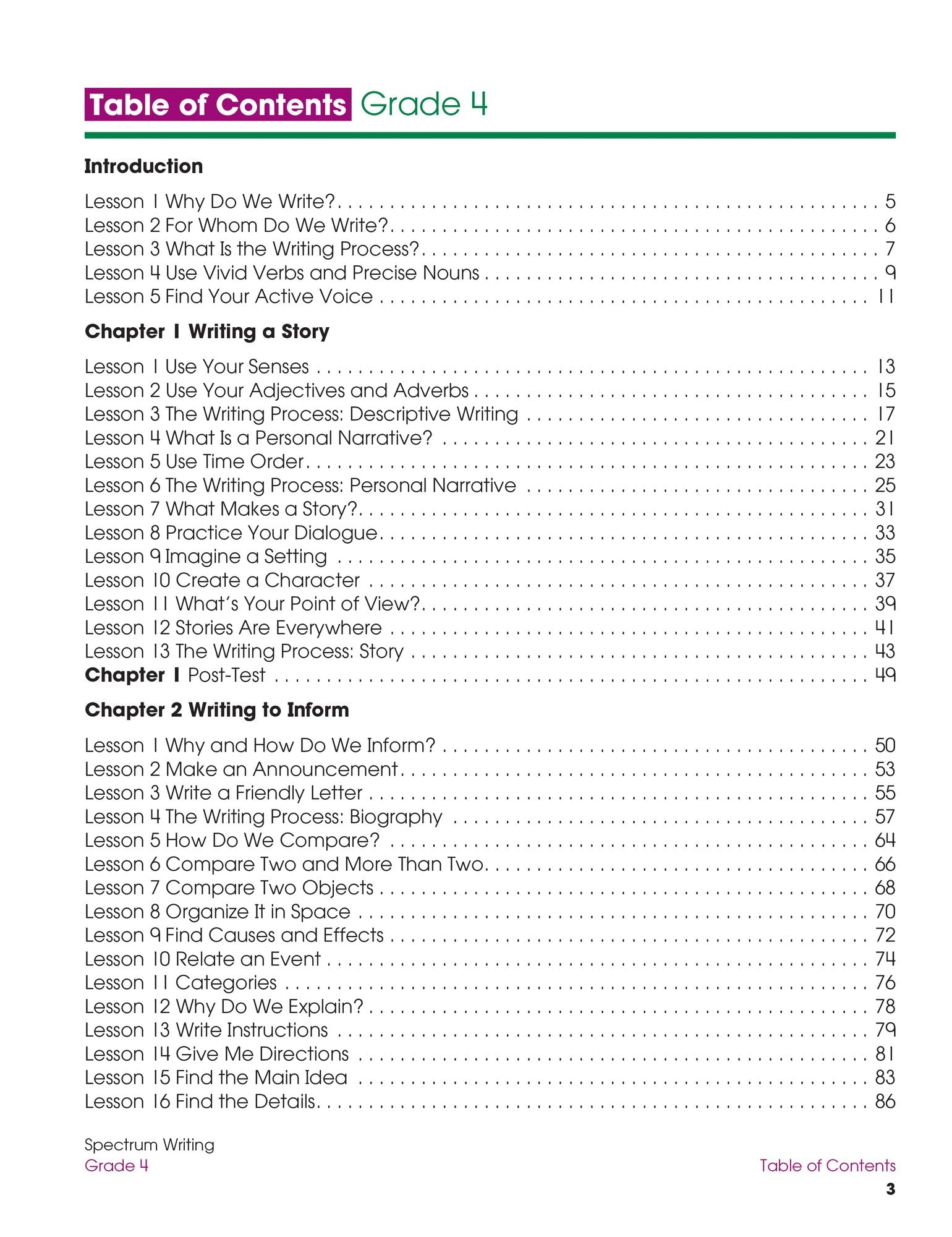 Spectrum Writing, Grade 4