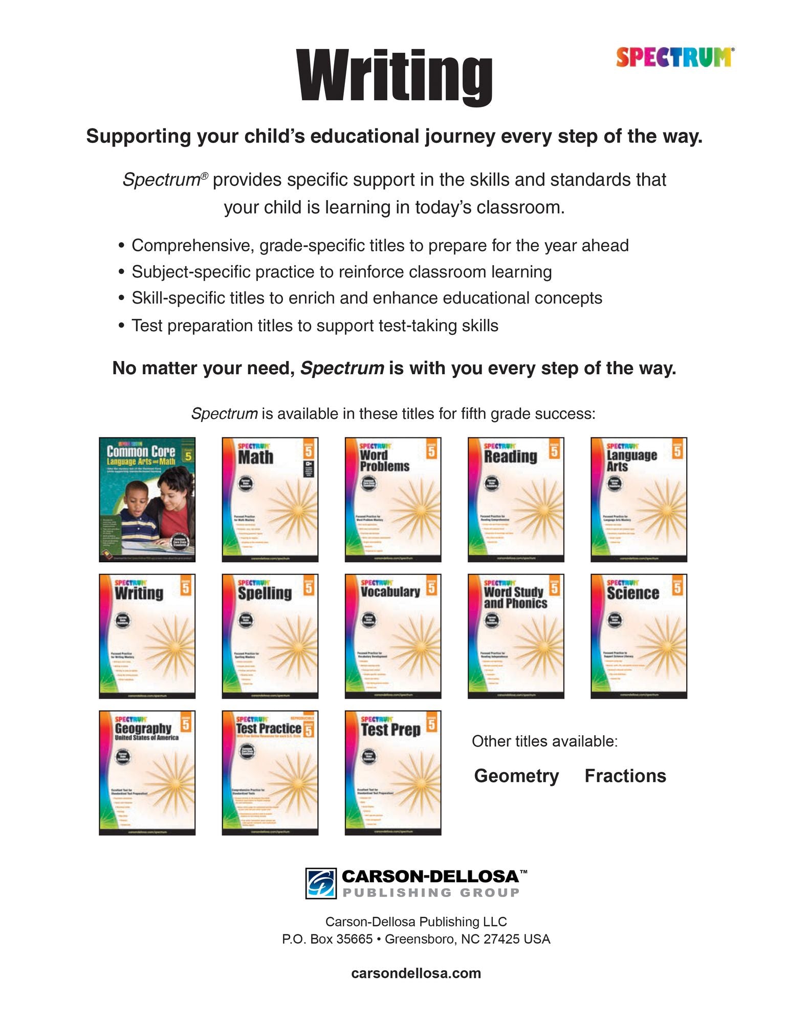 Spectrum Writing, Grade 5