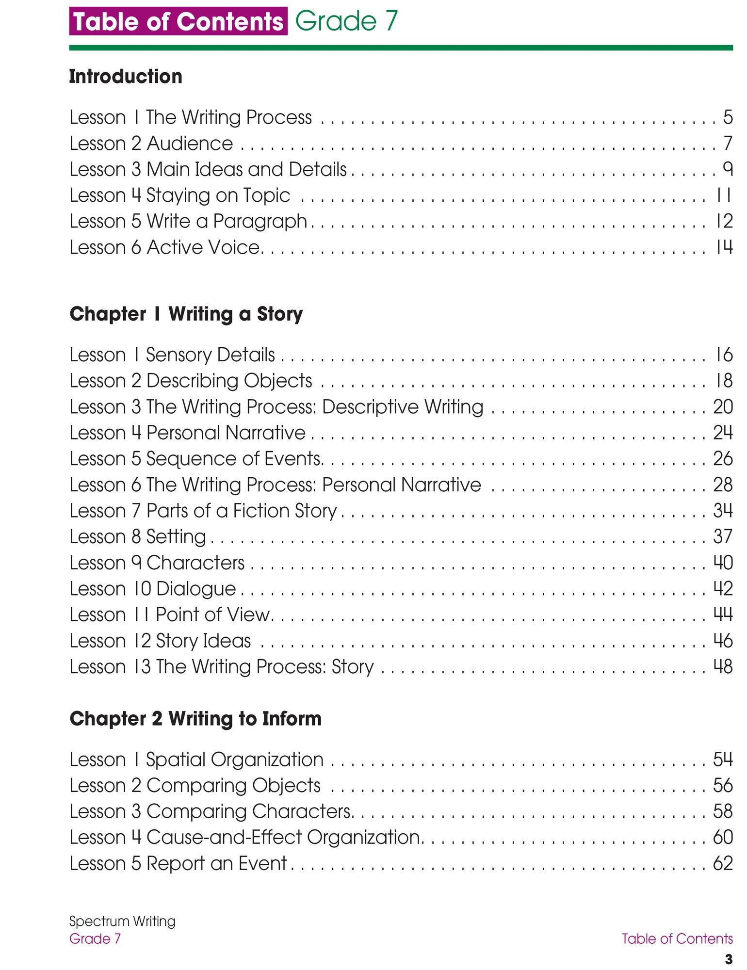 Spectrum Writing, Grade 7