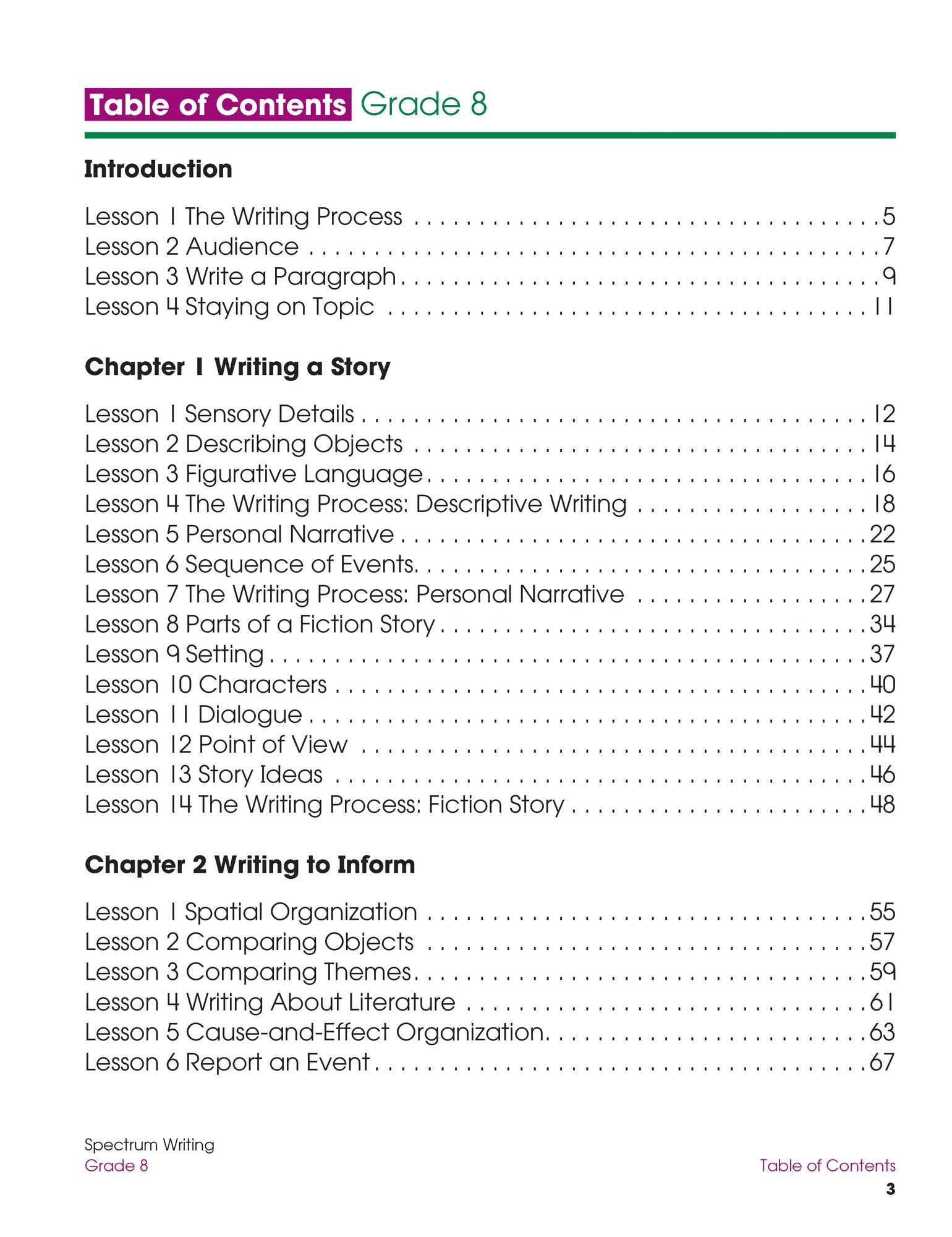 Spectrum Writing, Grade 8