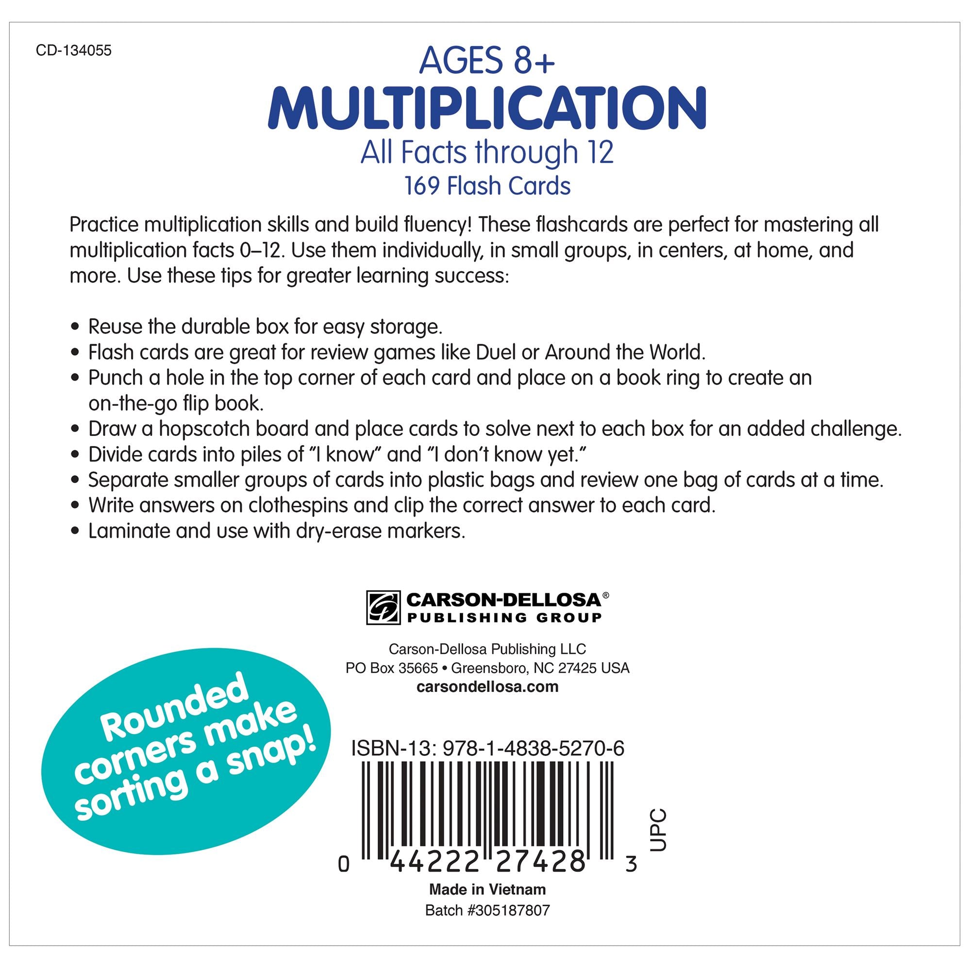 Multiplication All Facts through 12 Flash Cards