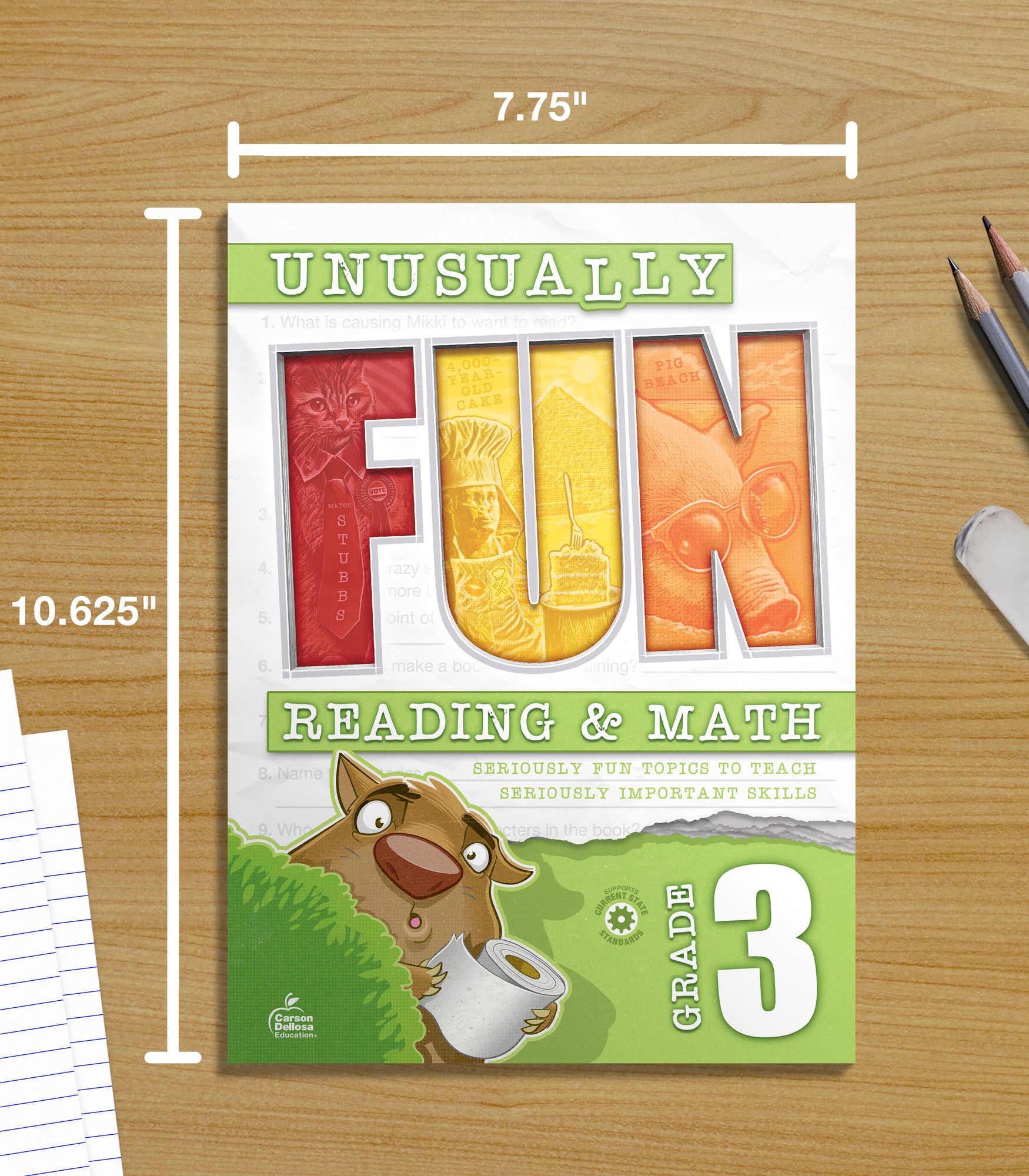 Unusually Fun Reading & Math Workbook, Grade 3: Seriously Fun Topics to Teach Seriously Important Skills
