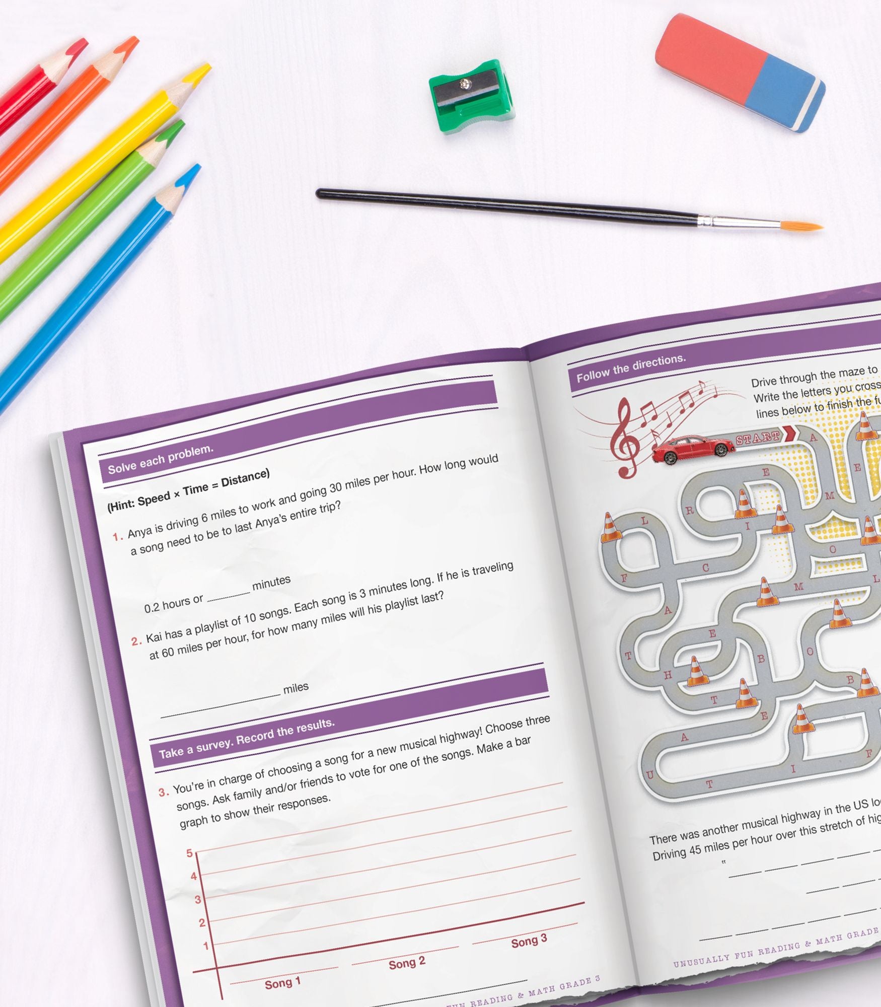 Unusually Fun Reading & Math Workbook, Grade 3: Seriously Fun Topics to Teach Seriously Important Skills