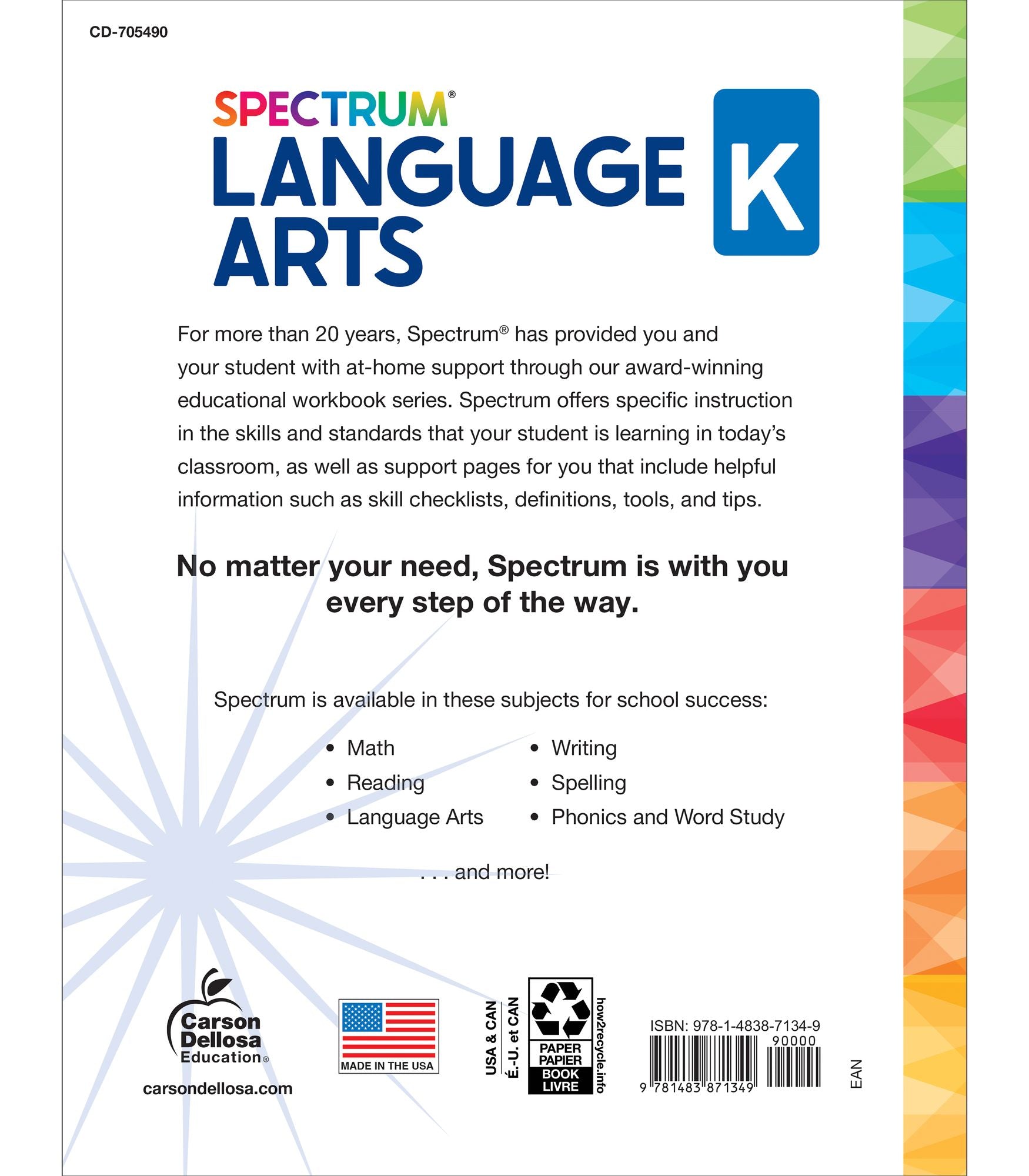 Spectrum Language Arts Workbook, Grade K