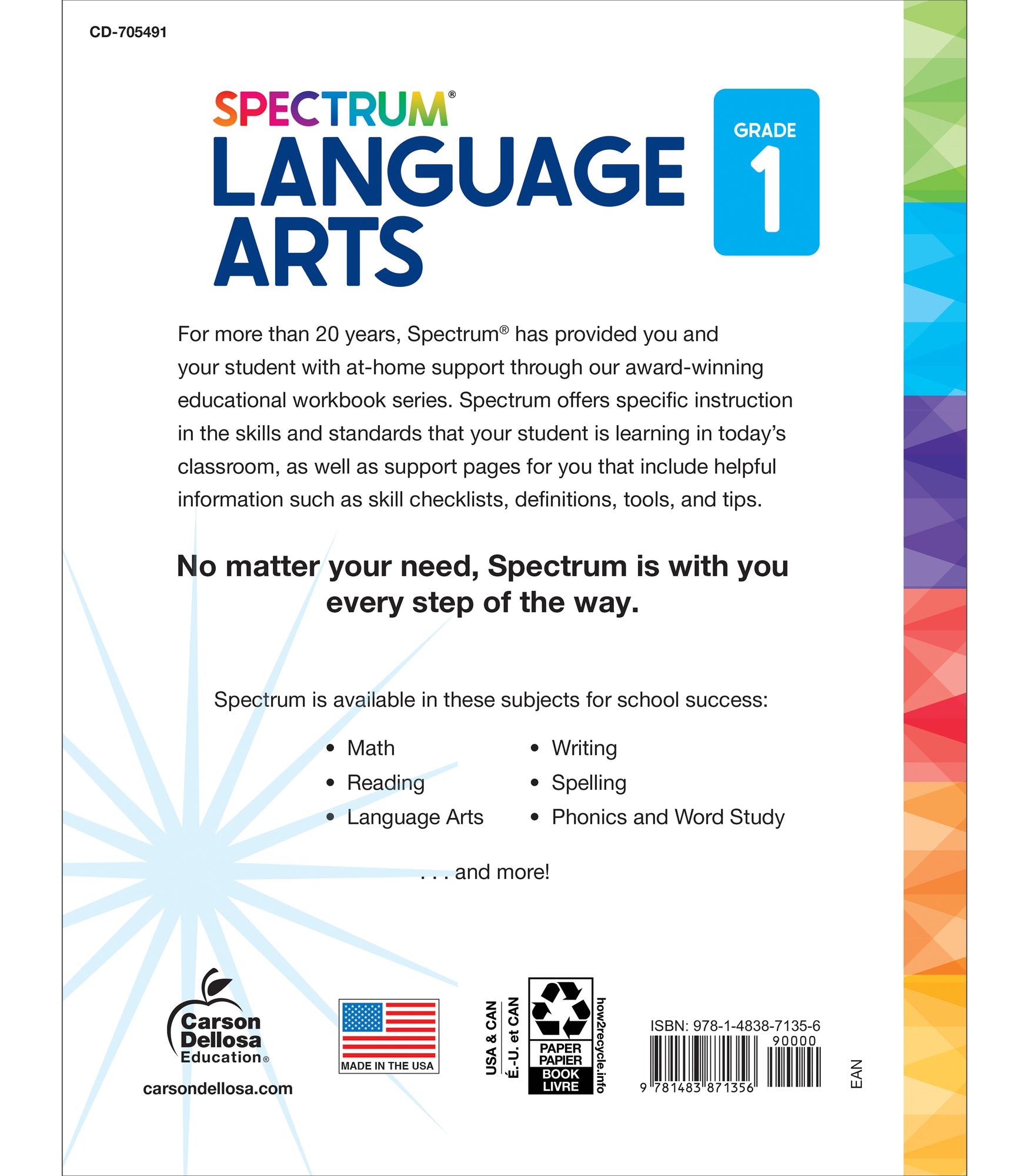 Spectrum Language Arts Workbook, Grade 1