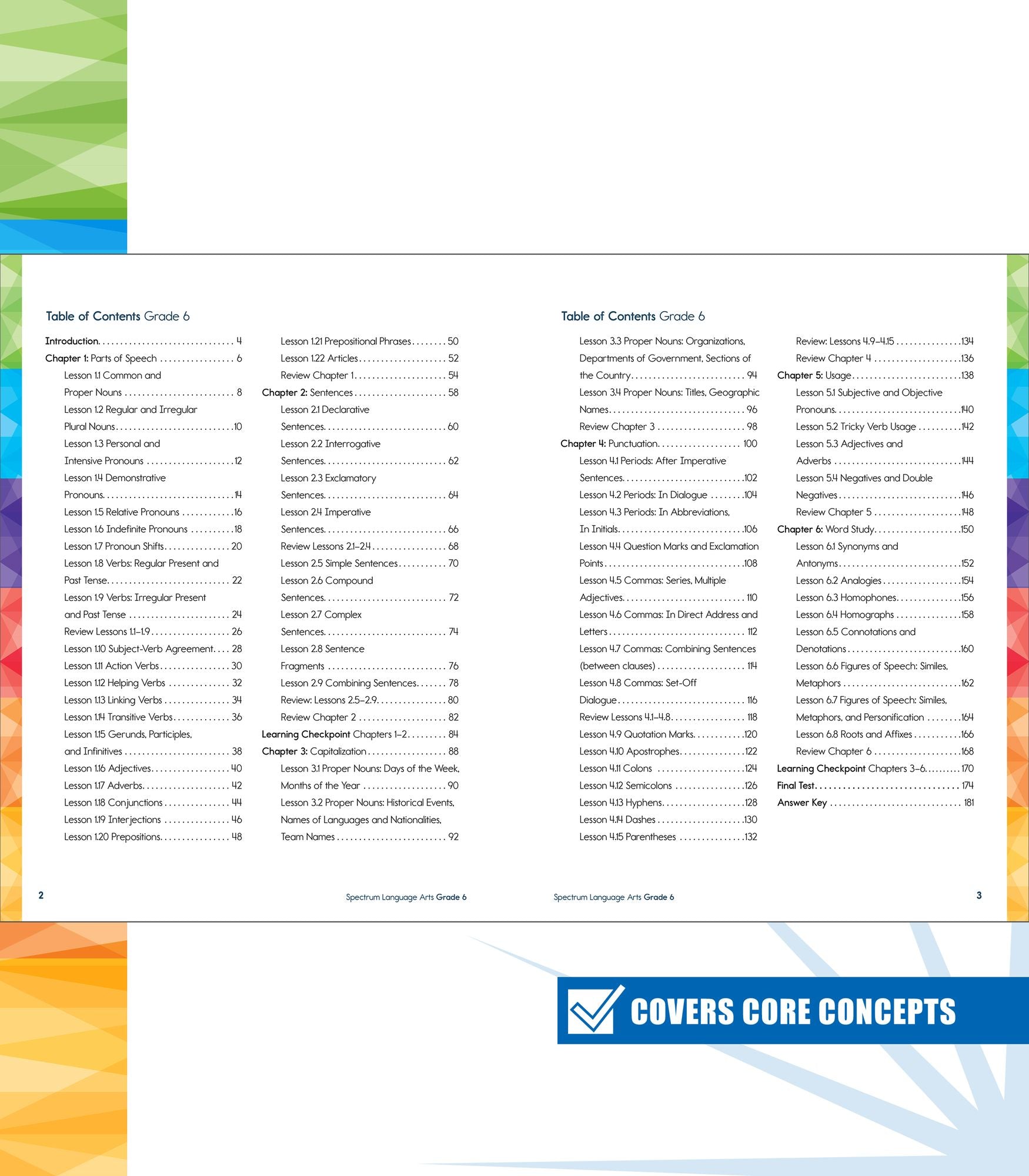 Spectrum Language Arts Workbook, Grade 6