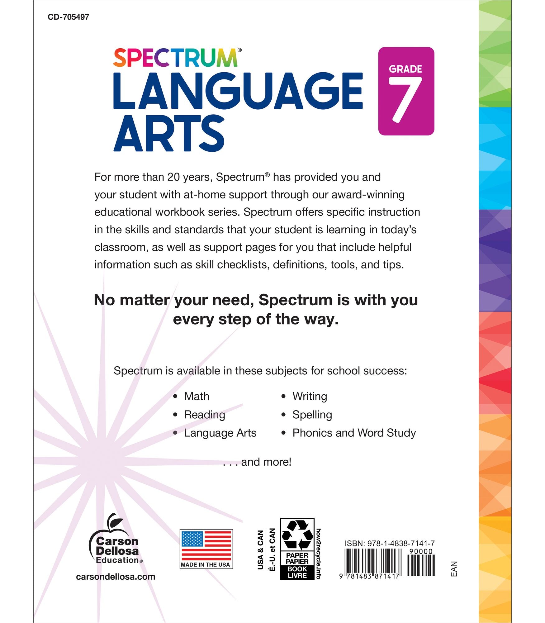 Spectrum Language Arts Workbook, Grade 7
