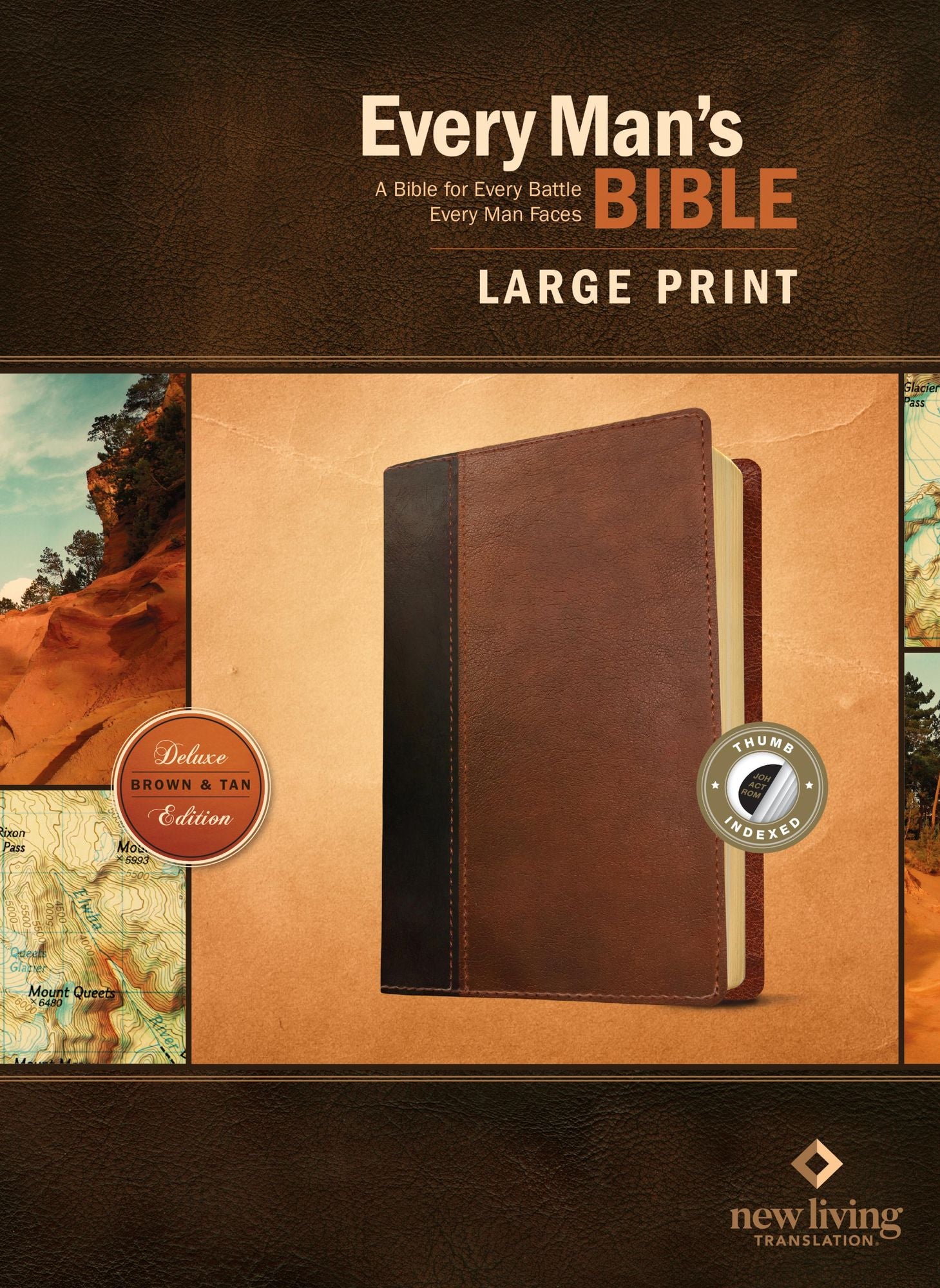 Every Man's Bible NLT, Large Print, TuTone (LeatherLike, Brown/Tan, Indexed)