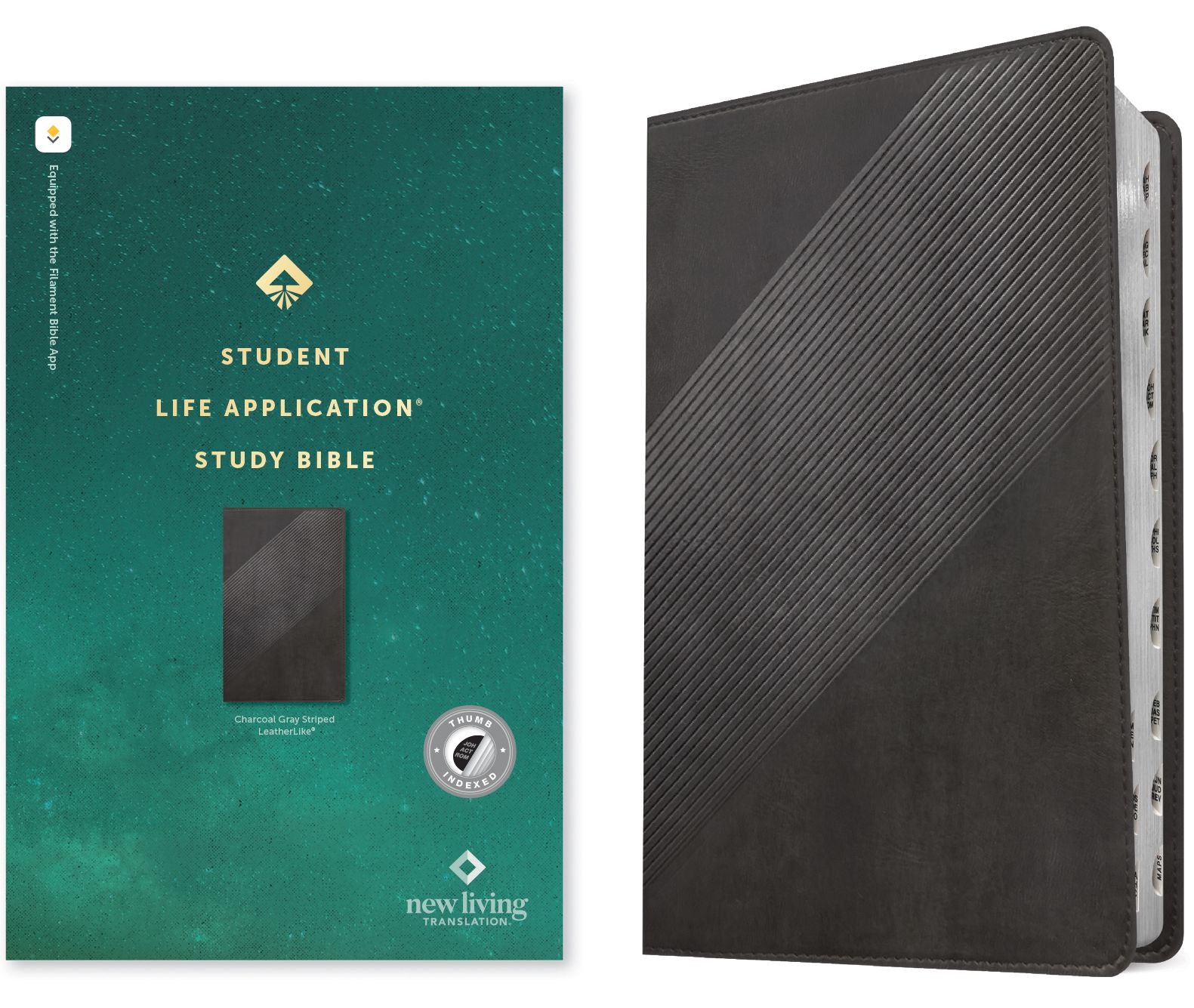 NLT Student Life Application Study Bible, Filament Enabled (LeatherLike, Charcoal Gray Striped, Indexed, Red Letter)