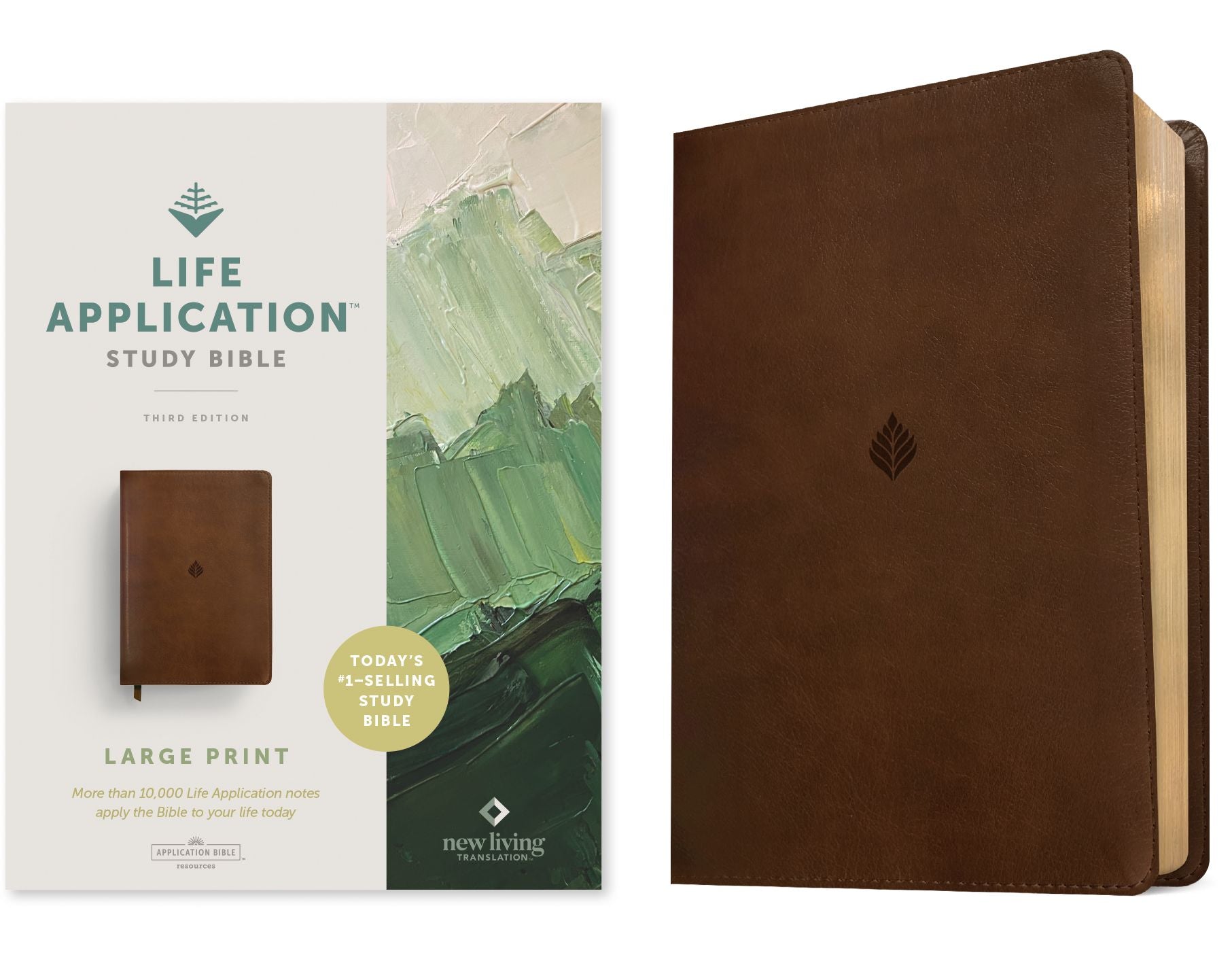 NLT Life Application Study Bible, Third Edition, Large Print (LeatherLike, Rustic Brown Leaf, Red Letter)