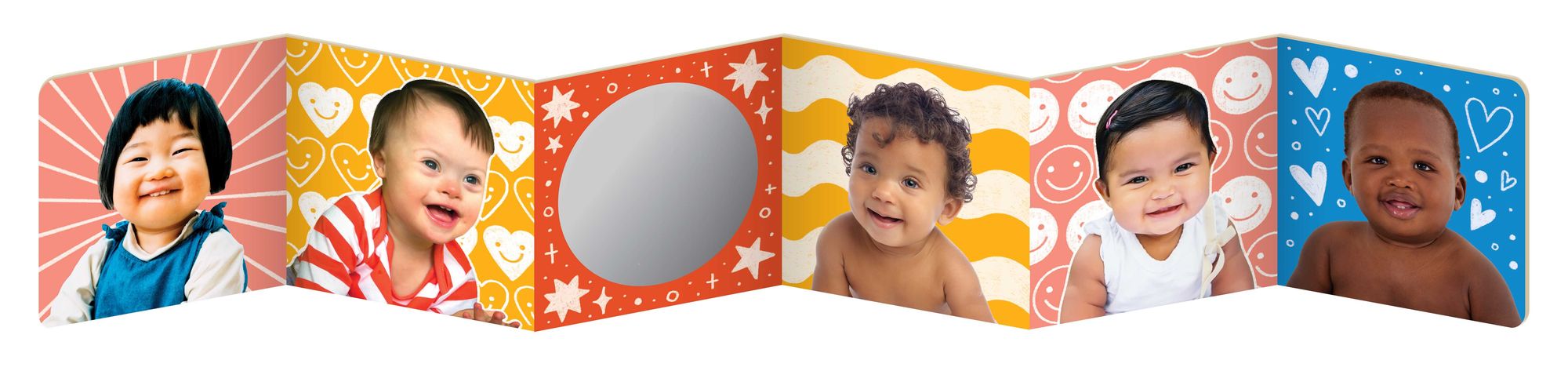 Baby Faces (A Tummy Time, High Contrast, Accordion Board Book with Mirror for infants)