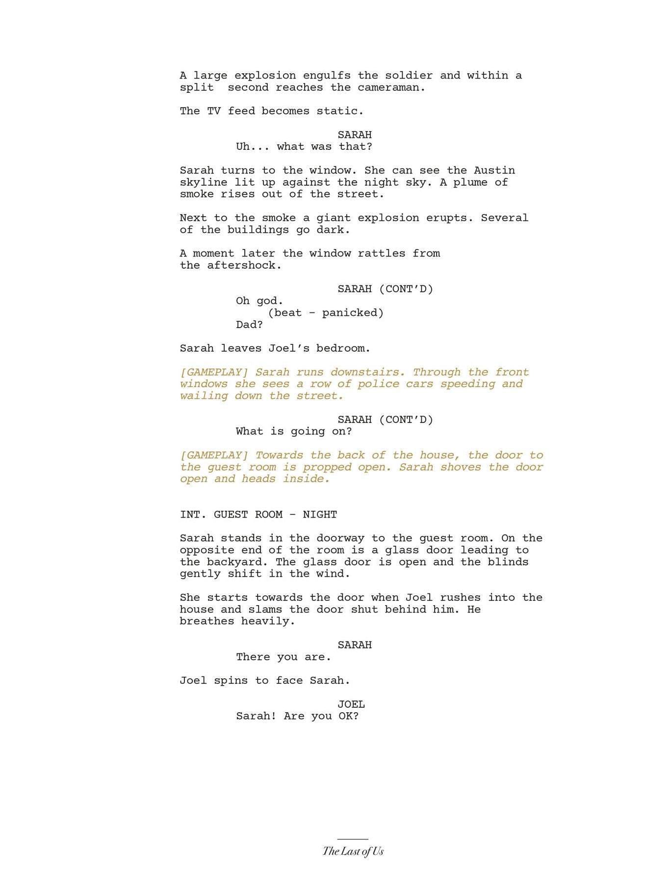 The Last of Us: Part I and Part II Scripts