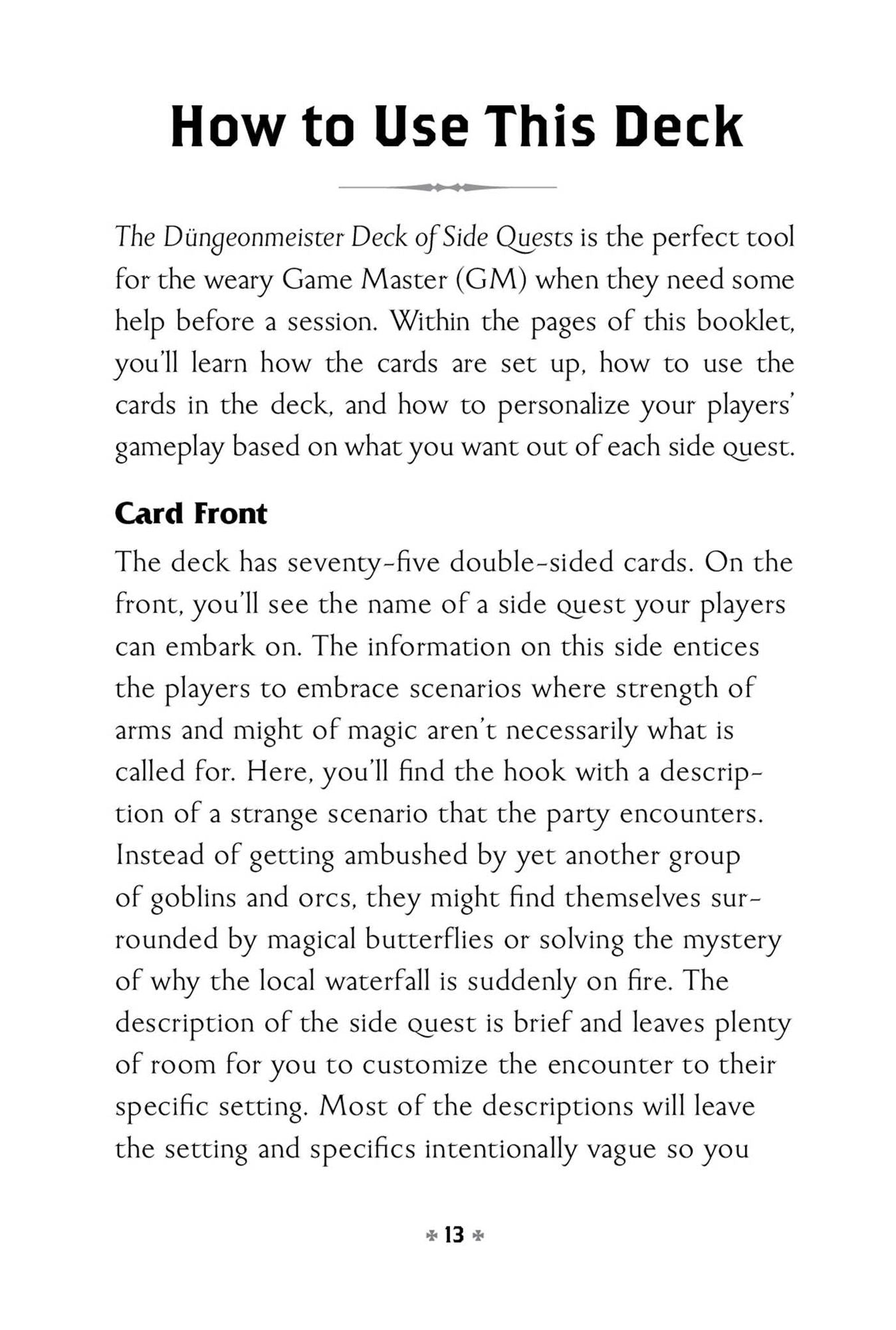 The Düngeonmeister Deck of Side Quests: 75 Mini Adventures to Empower Your Fantasy Campaign