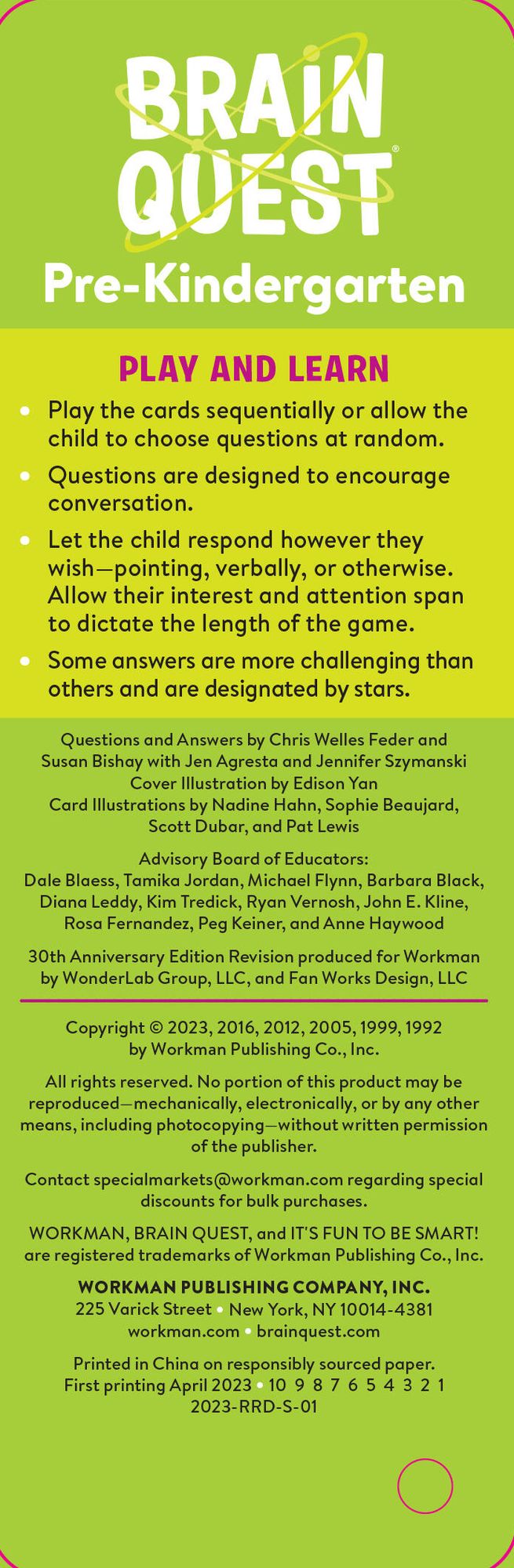 Brain Quest Pre-Kindergarten Smart Cards Revised 5th Edition