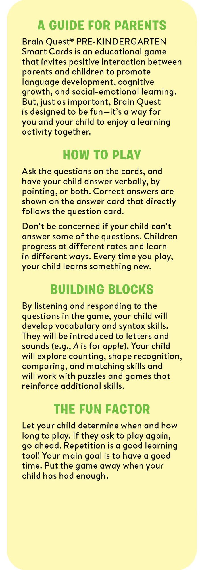 Brain Quest Pre-Kindergarten Smart Cards Revised 5th Edition