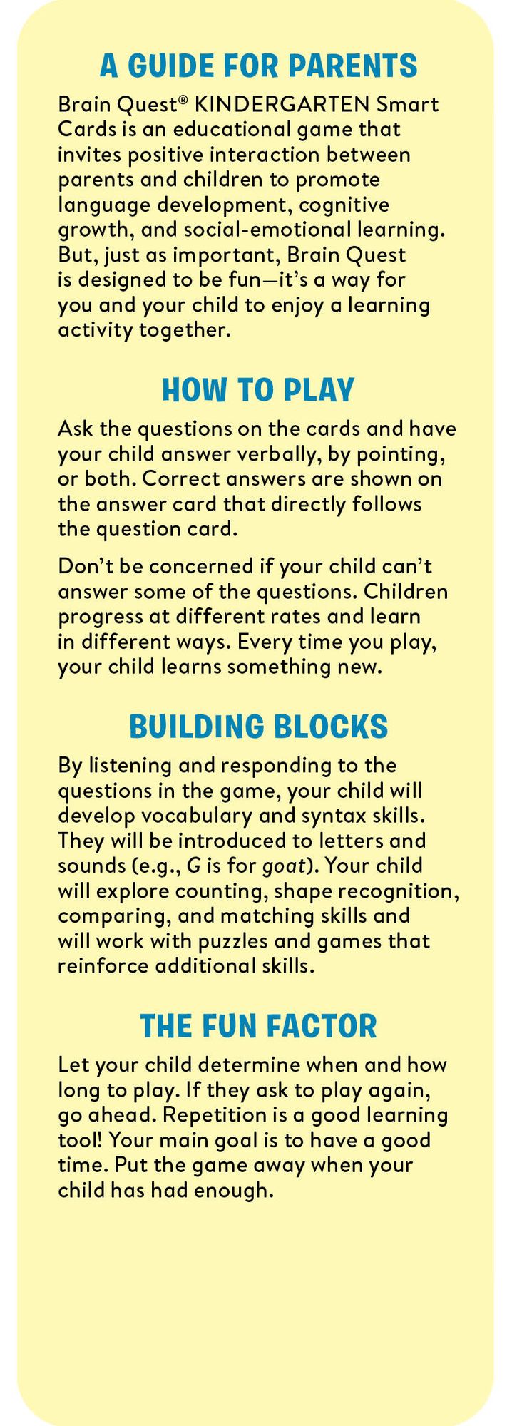 Brain Quest Kindergarten Smart Cards Revised 5th Edition