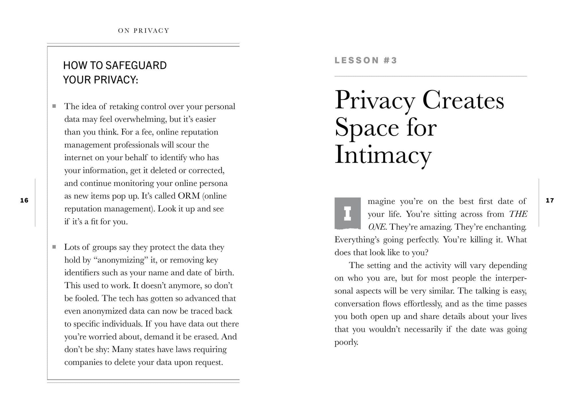 On Privacy: Twenty Lessons to Live By