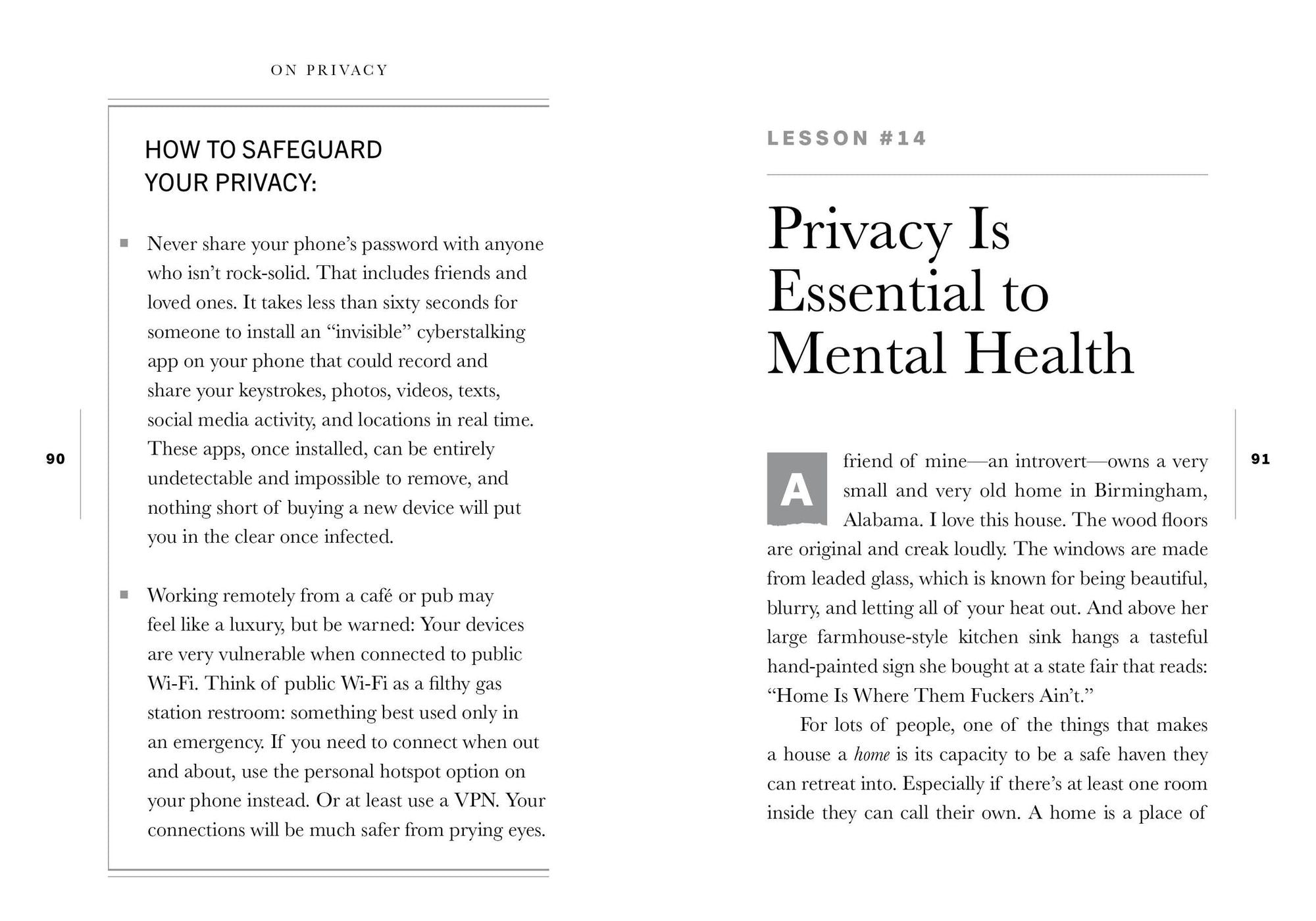 On Privacy: Twenty Lessons to Live By