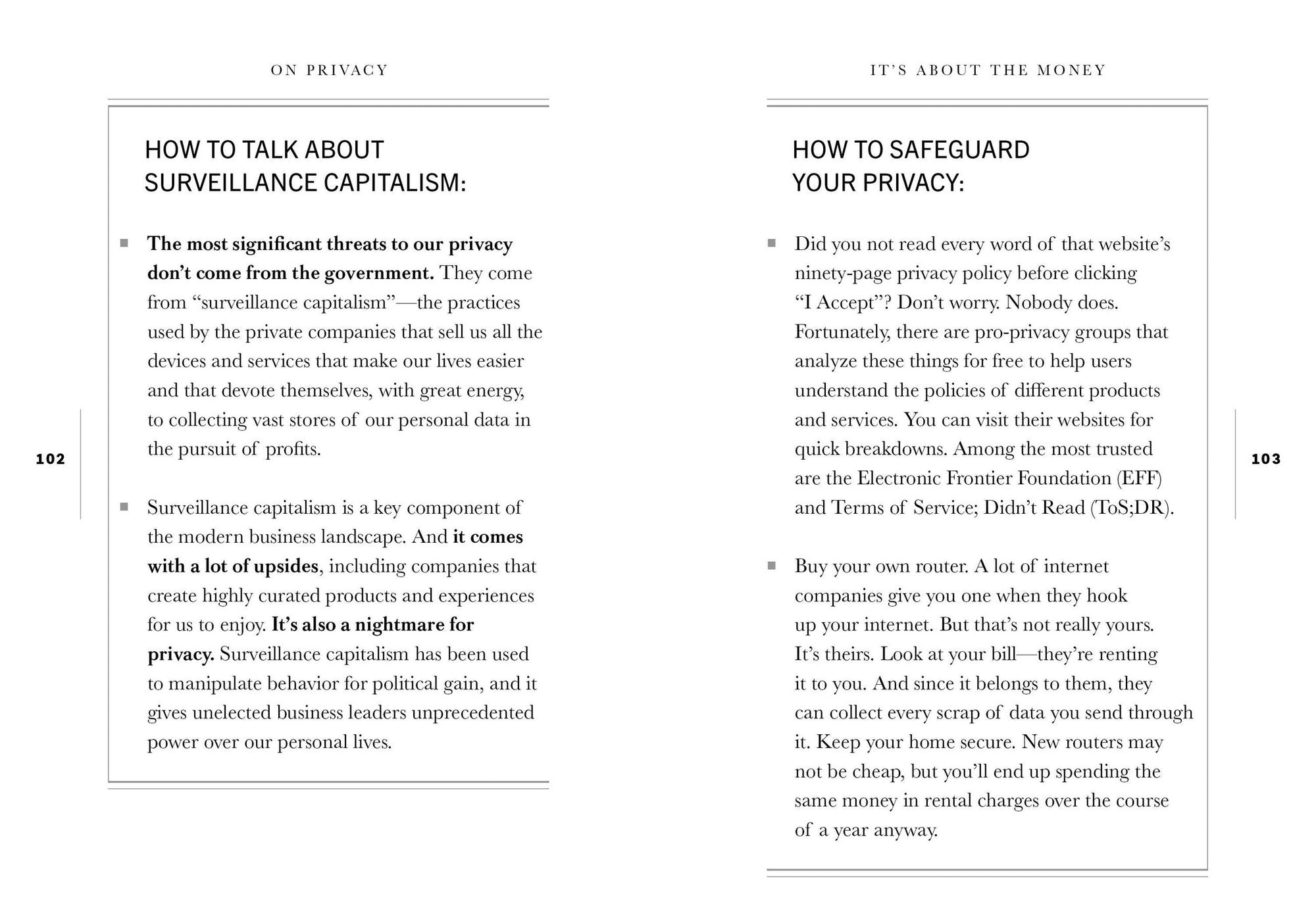 On Privacy: Twenty Lessons to Live By