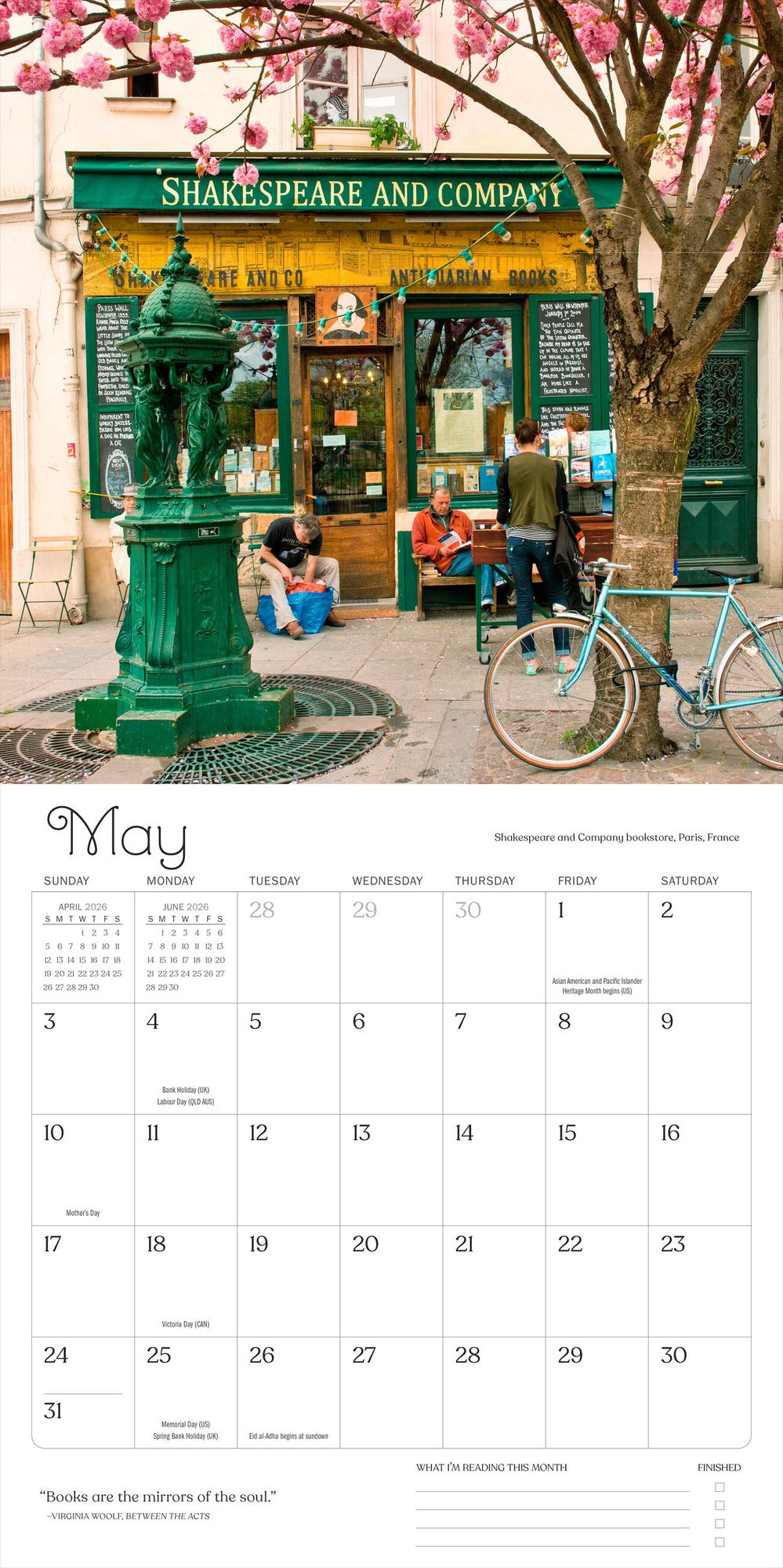 2026 Calendar for Book Lovers Wall Calendar
