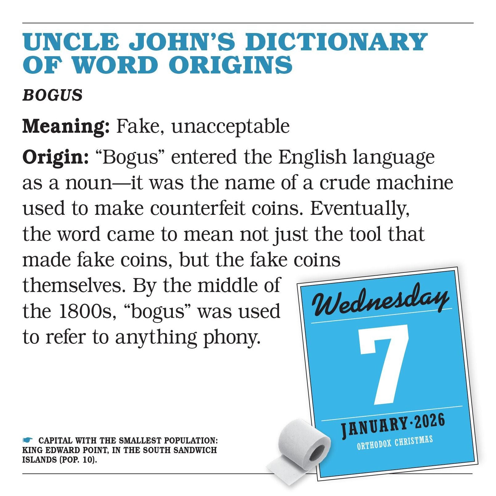 Uncle John's Bathroom Reader Page-A-Day(r) Calendar 2026: A Year of Humor, History, Facts, and Fun